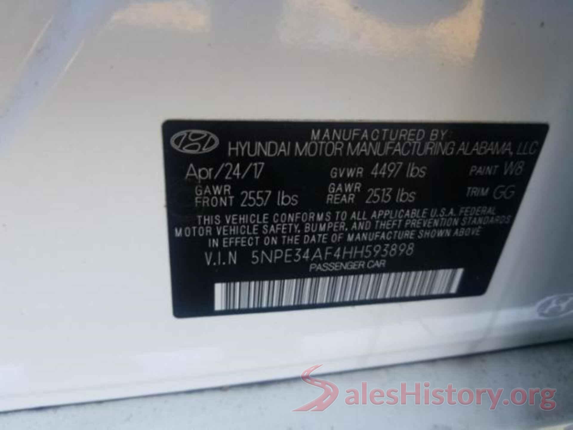 5NPE34AF4HH593898 2017 HYUNDAI SONATA