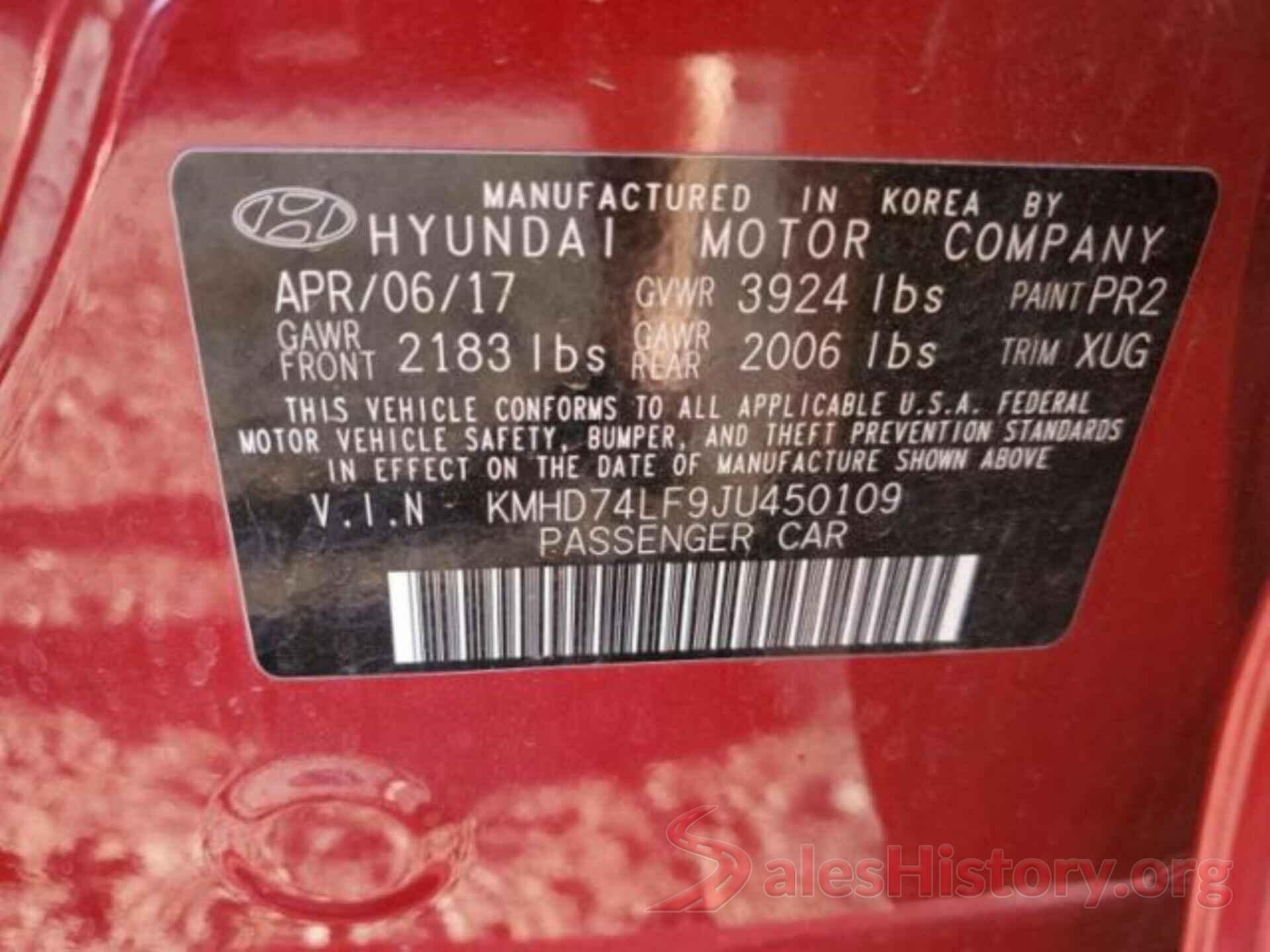 KMHD74LF9JU450109 2018 HYUNDAI ELANTRA