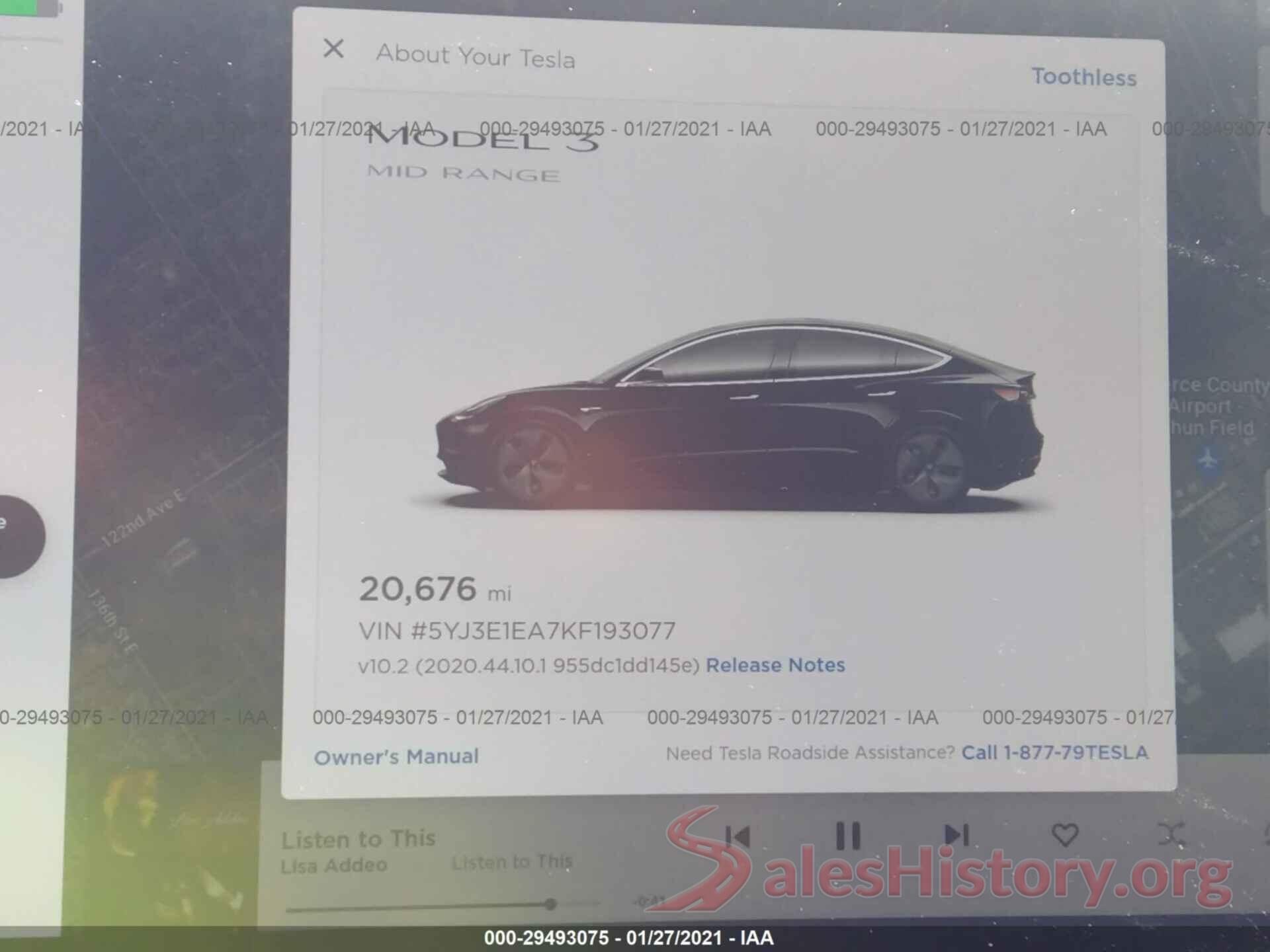 5YJ3E1EA7KF193077 2019 TESLA MODEL 3