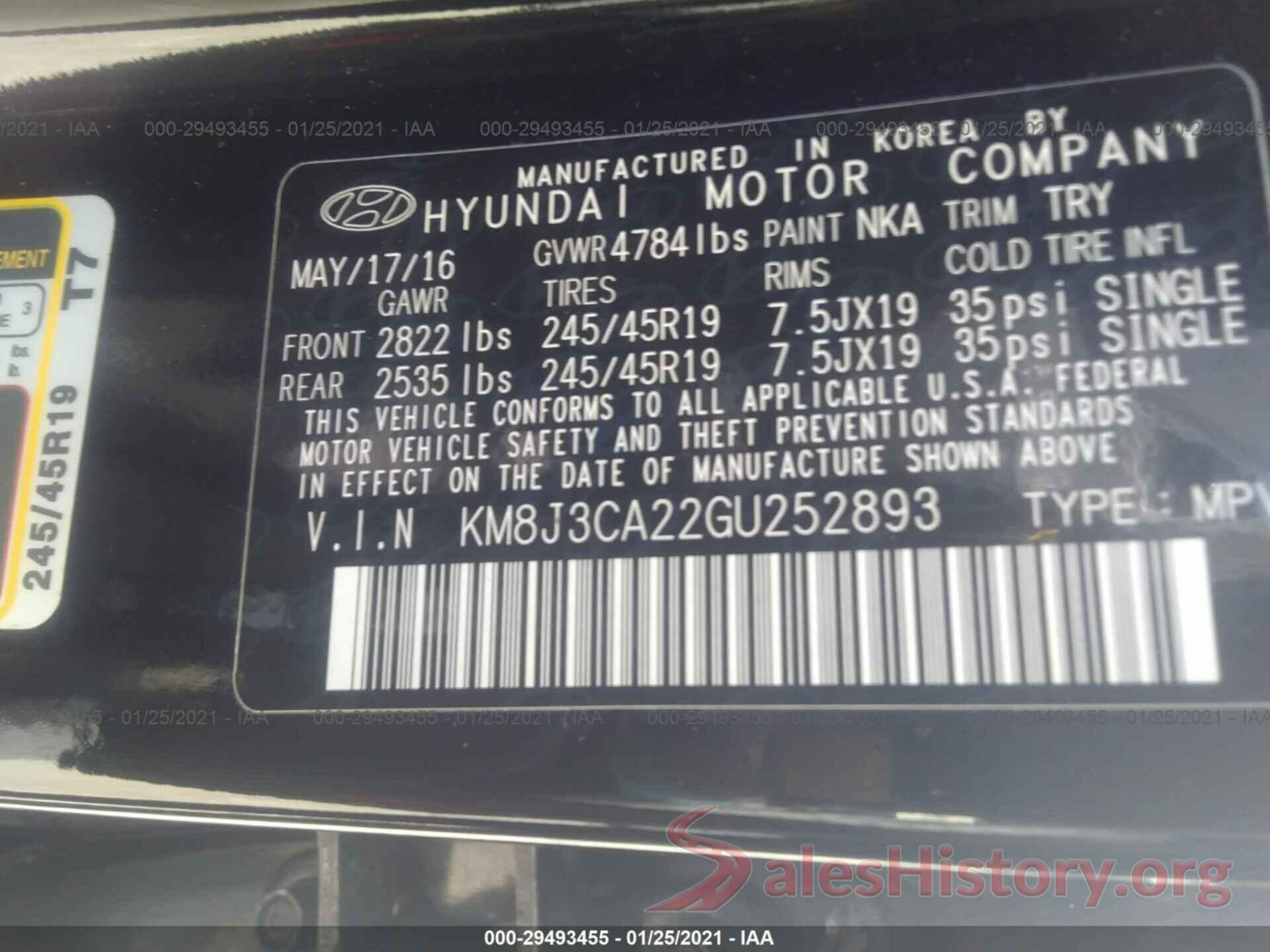 KM8J3CA22GU252893 2016 HYUNDAI TUCSON