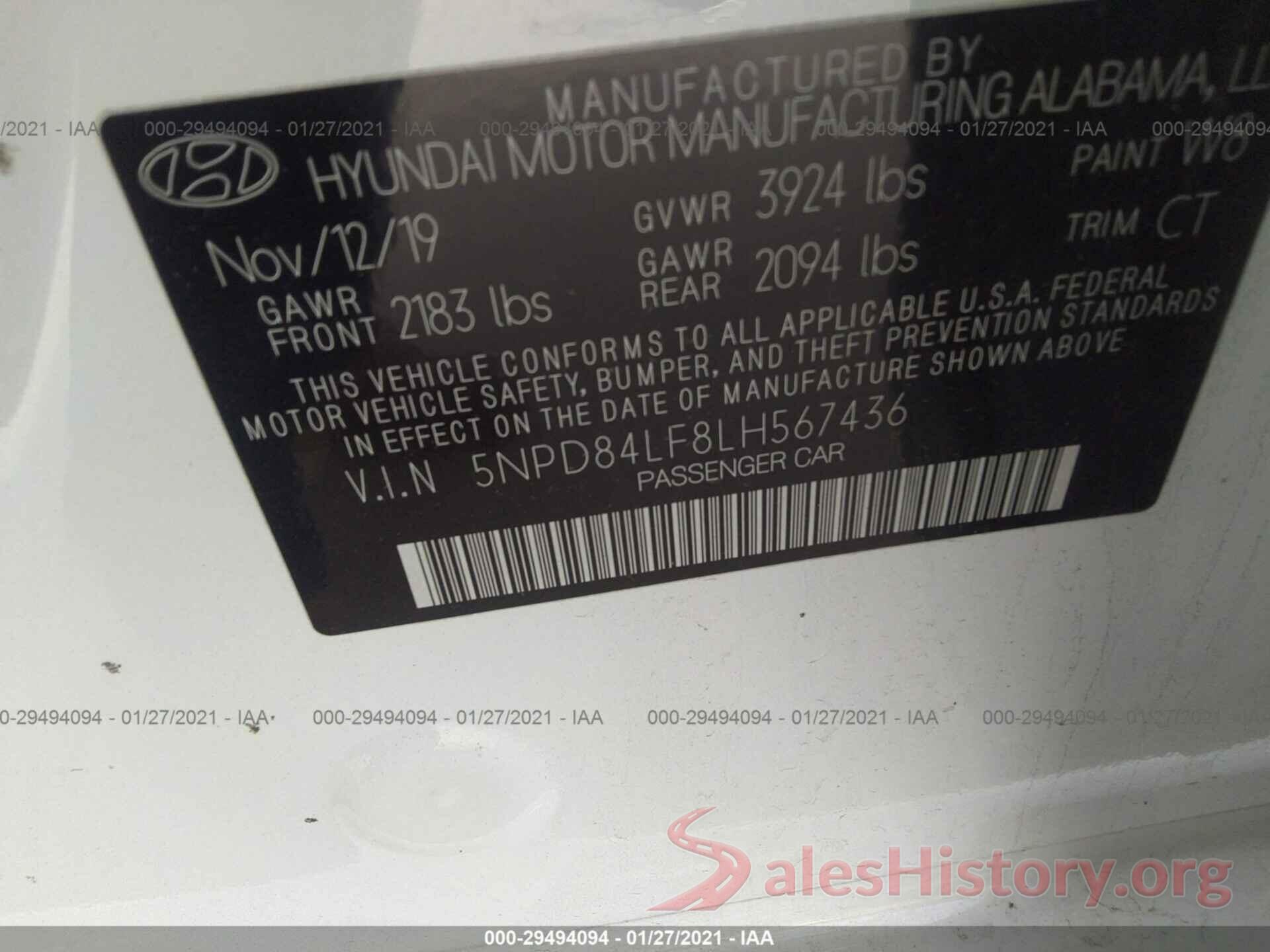 5NPD84LF8LH567436 2020 HYUNDAI ELANTRA