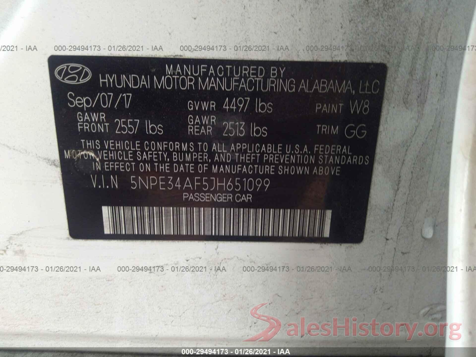 5NPE34AF5JH651099 2018 HYUNDAI SONATA