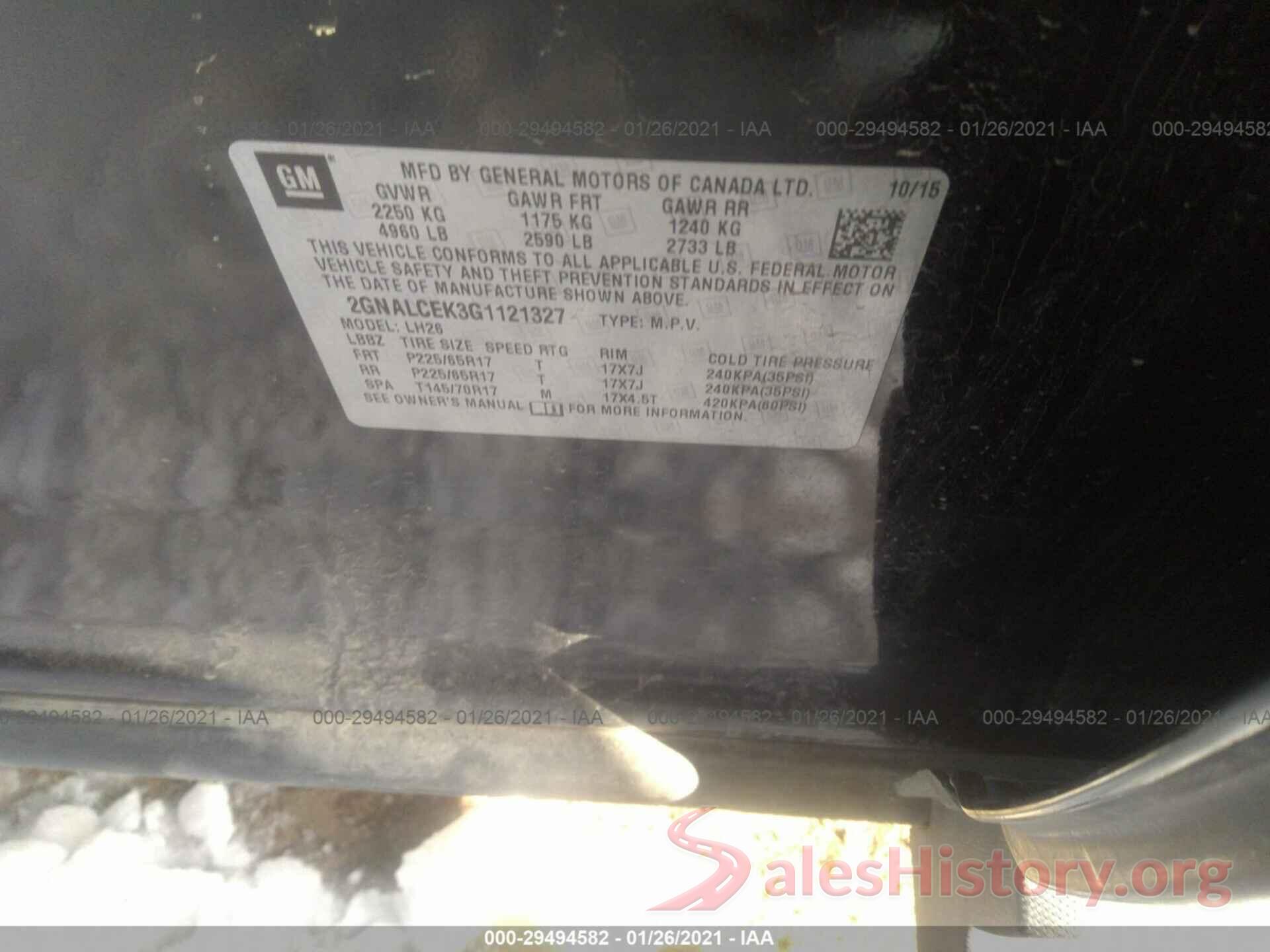 2GNALCEK3G1121327 2016 CHEVROLET EQUINOX