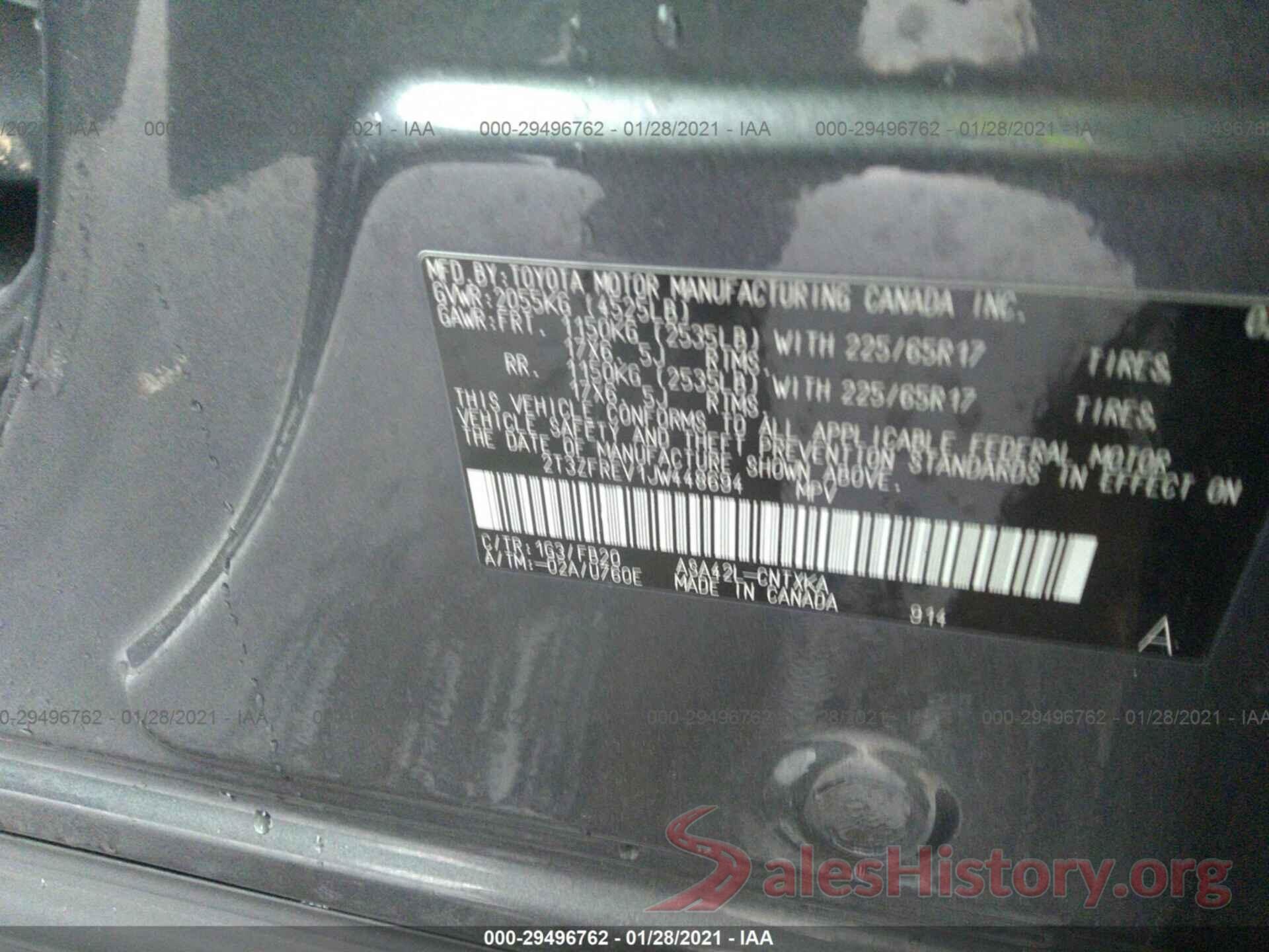 2T3ZFREV1JW448694 2018 TOYOTA RAV4