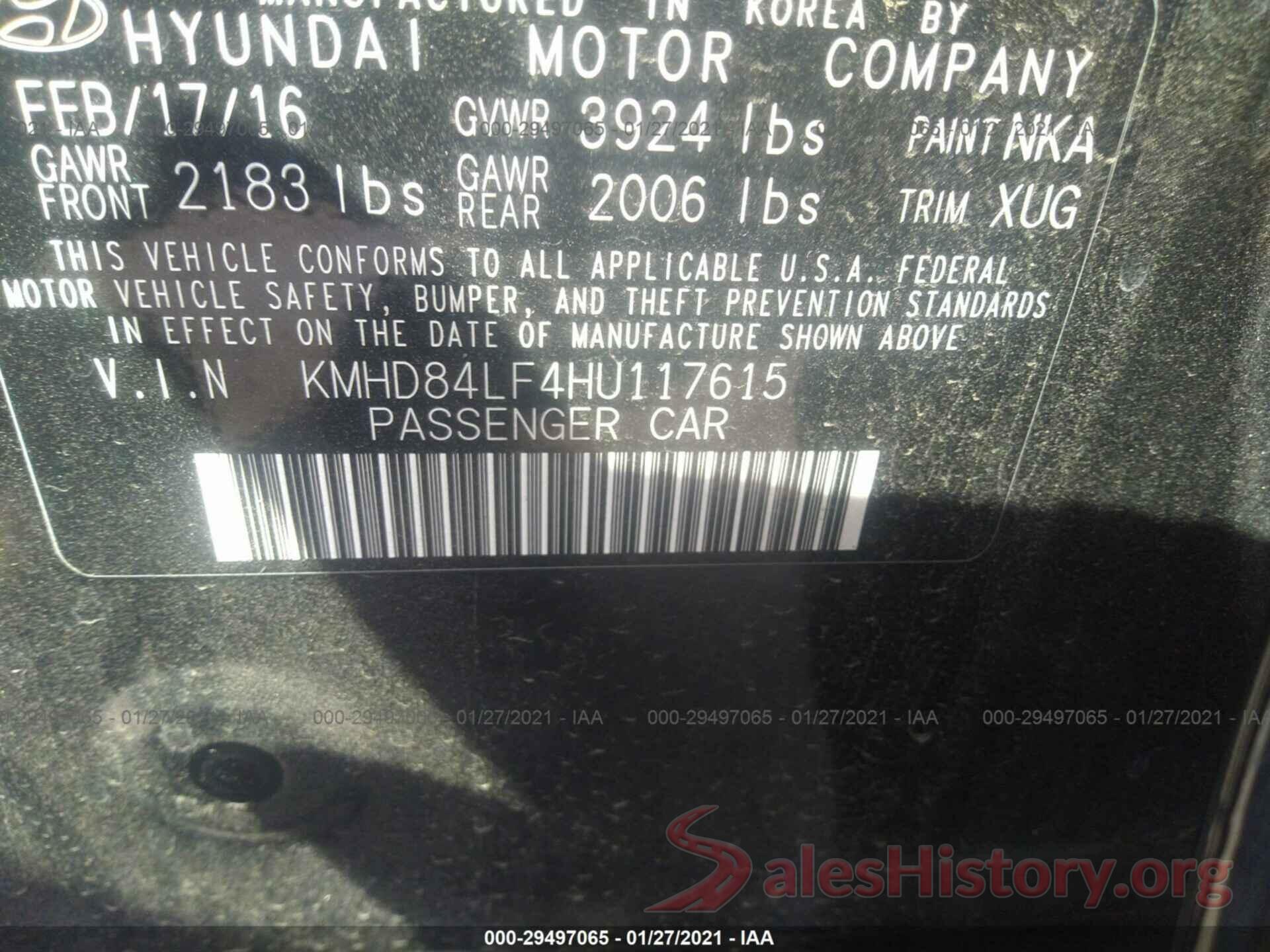 KMHD84LF4HU117615 2017 HYUNDAI ELANTRA