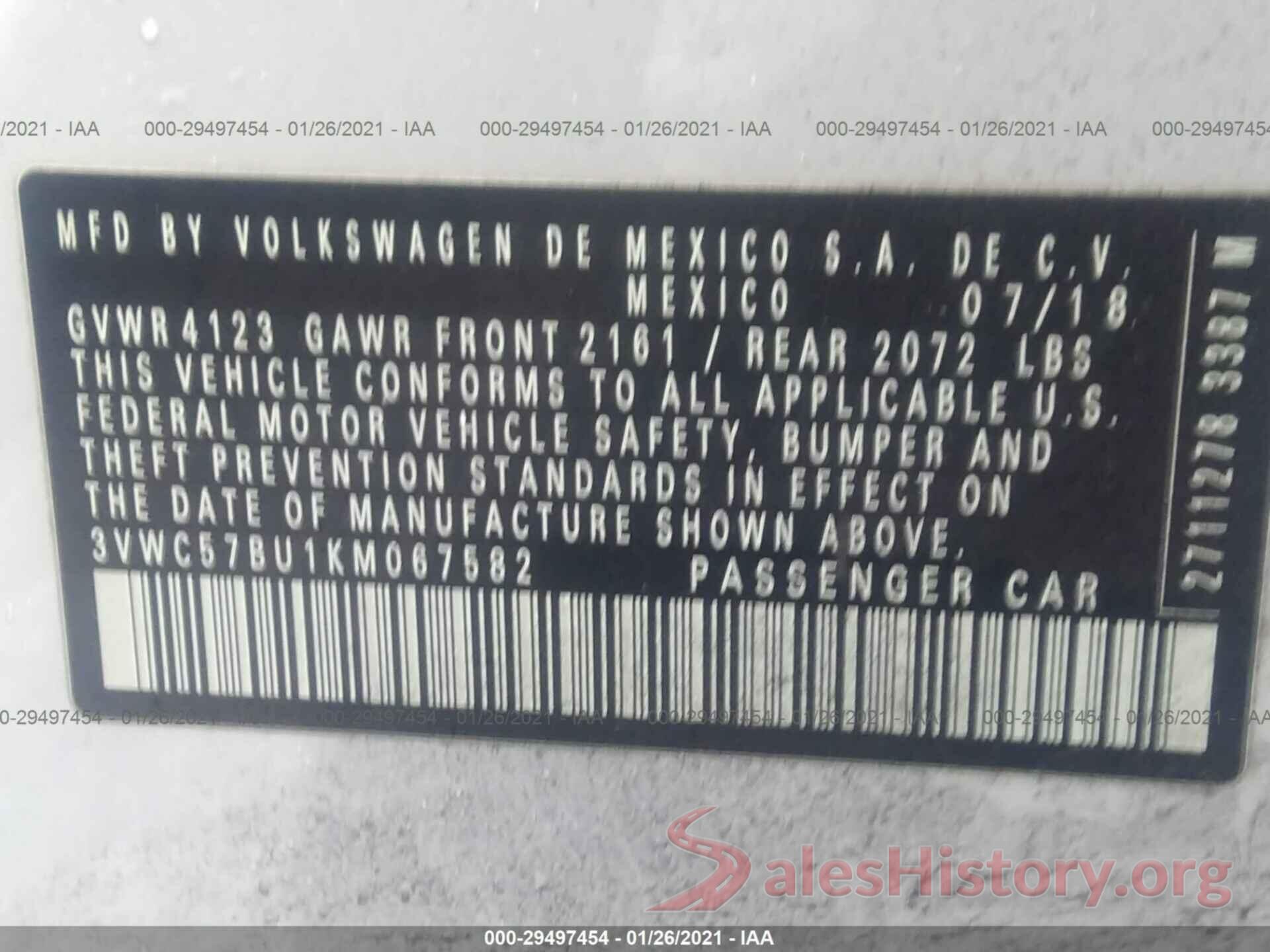 3VWC57BU1KM067582 2019 VOLKSWAGEN JETTA