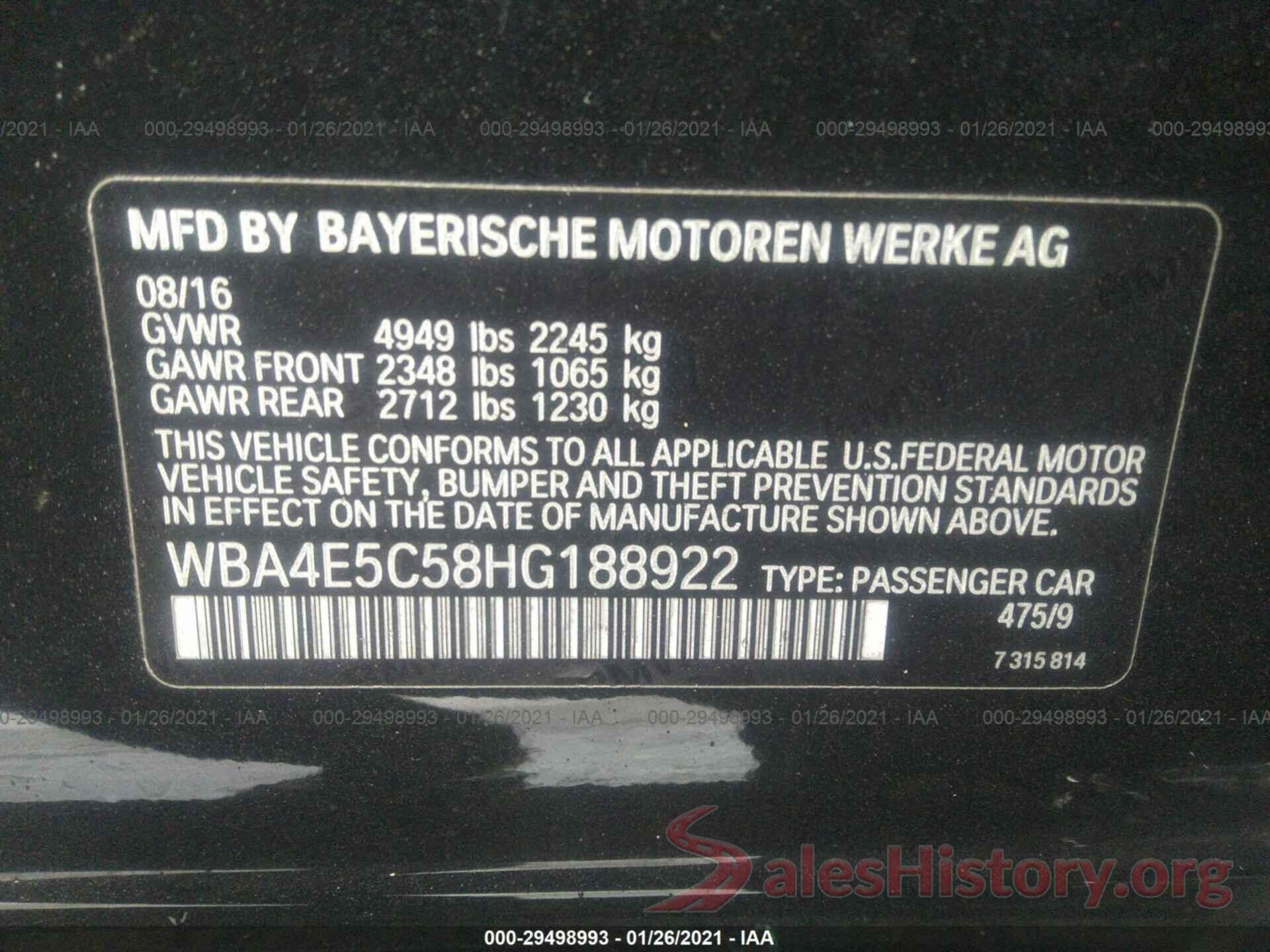 WBA4E5C58HG188922 2017 BMW 4 SERIES