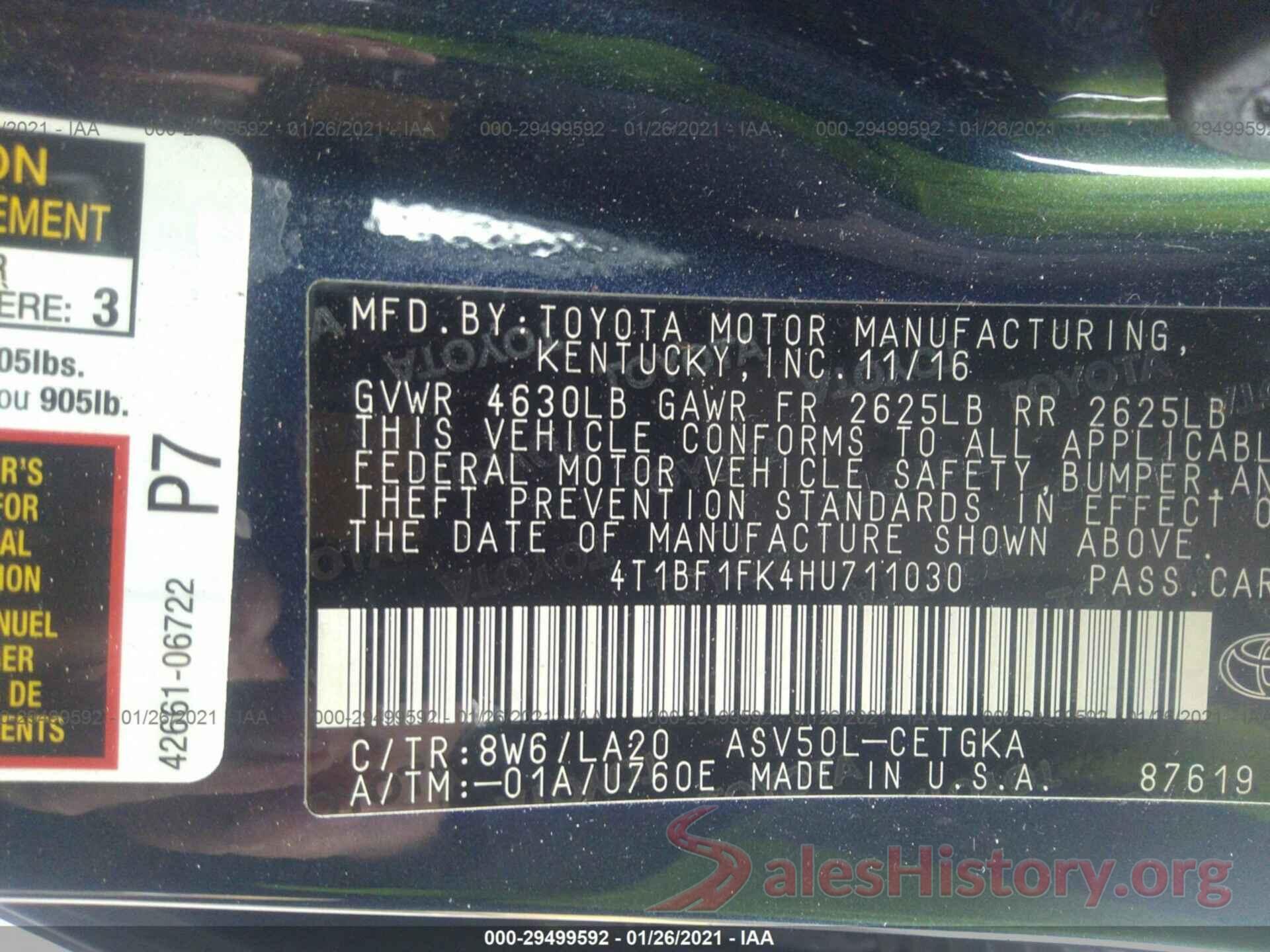 4T1BF1FK4HU711030 2017 TOYOTA CAMRY