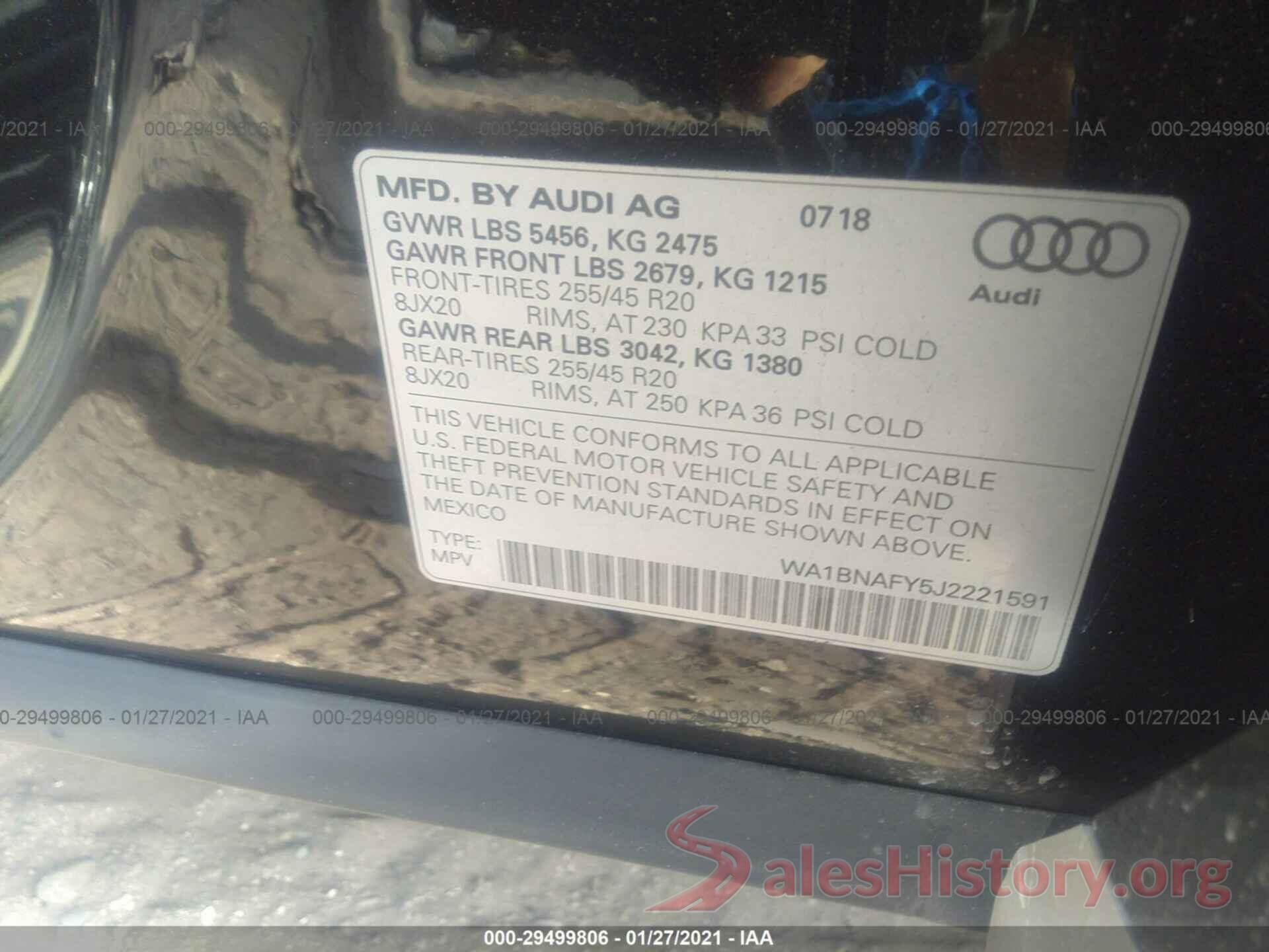 WA1BNAFY5J2221591 2018 AUDI Q5