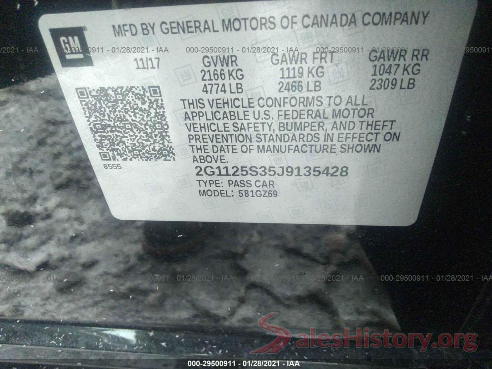 2G1125S35J9135428 2018 CHEVROLET IMPALA