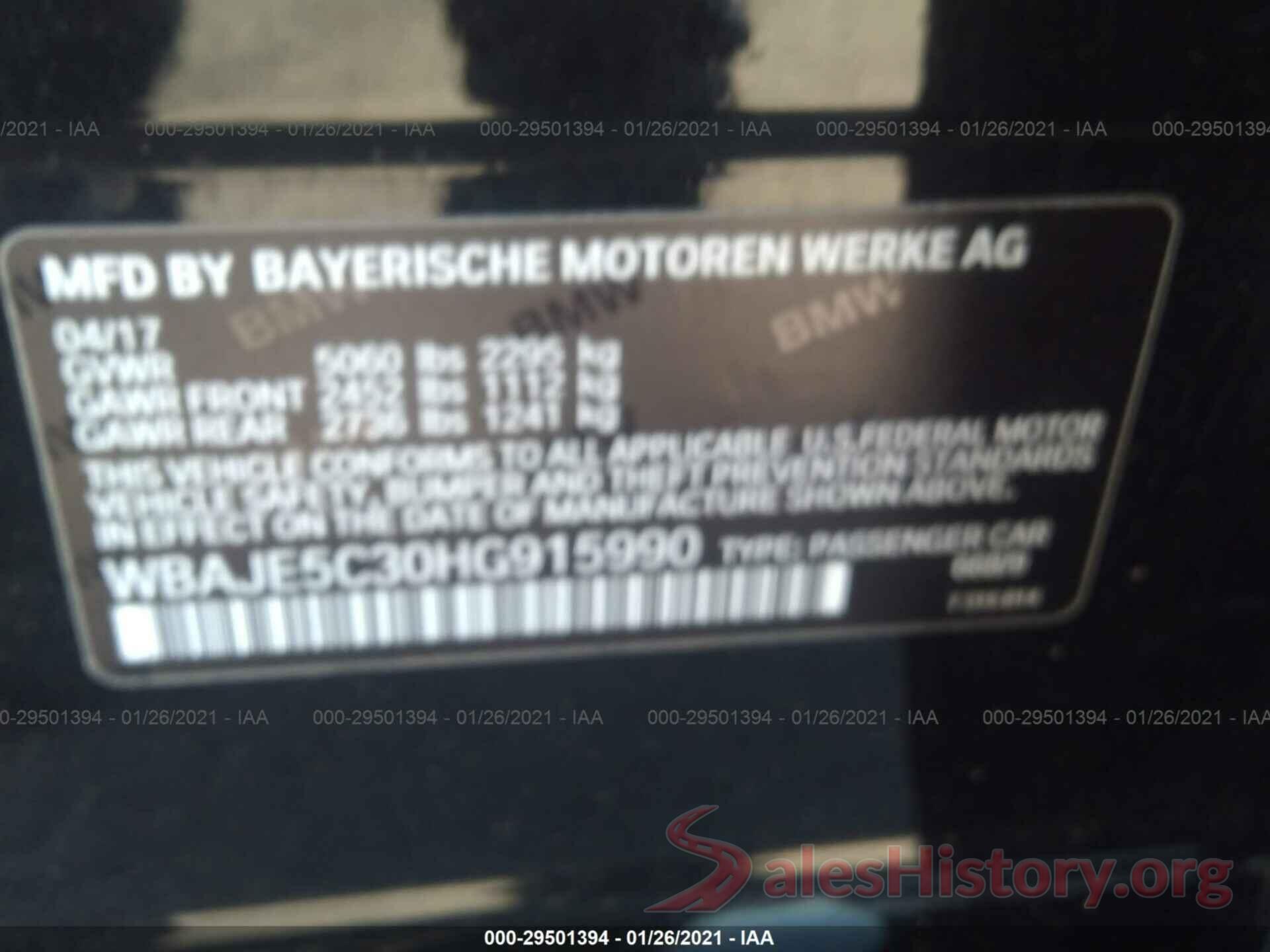 WBAJE5C30HG915990 2017 BMW 5 SERIES