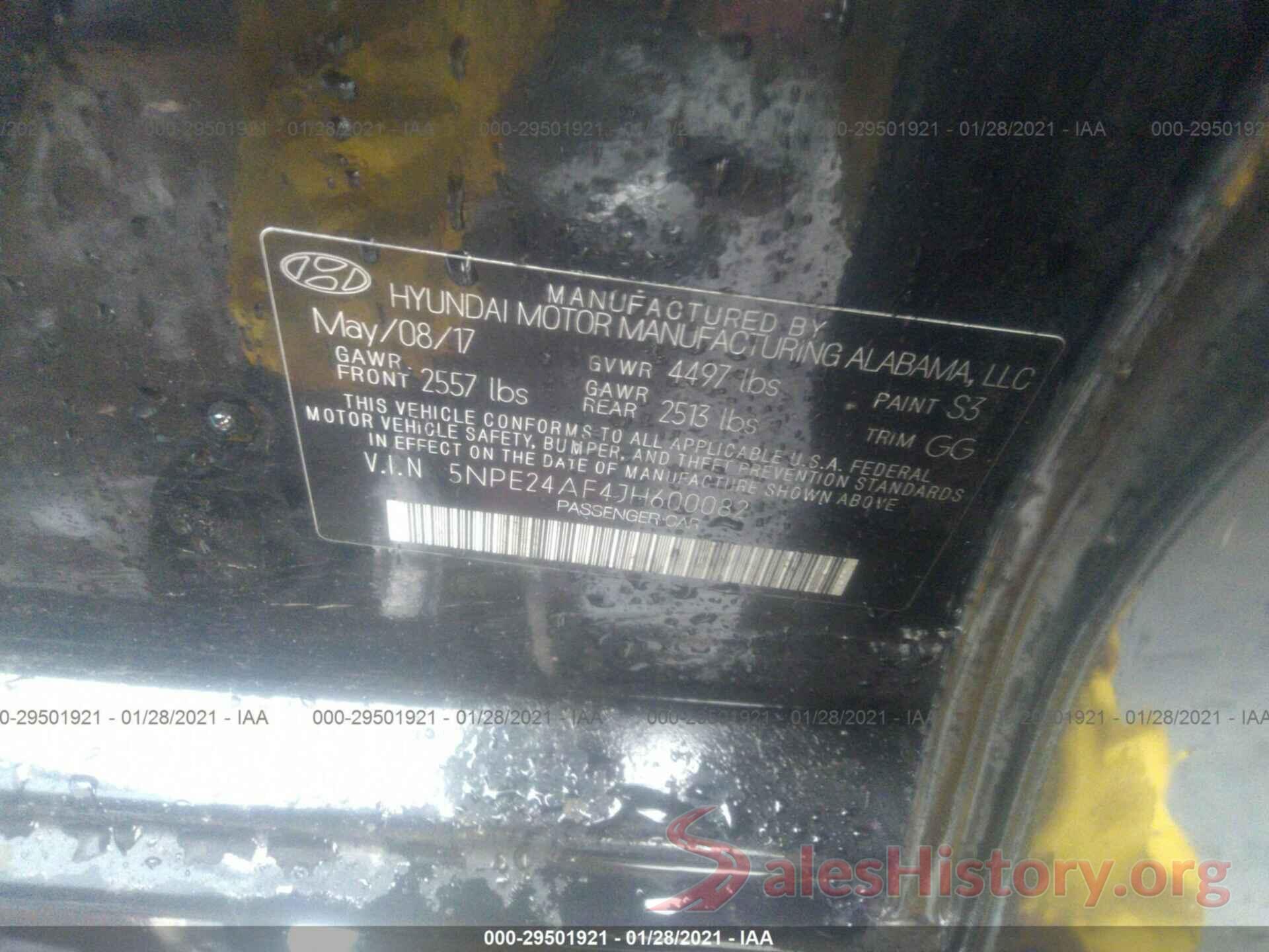 5NPE24AF4JH600082 2018 HYUNDAI SONATA