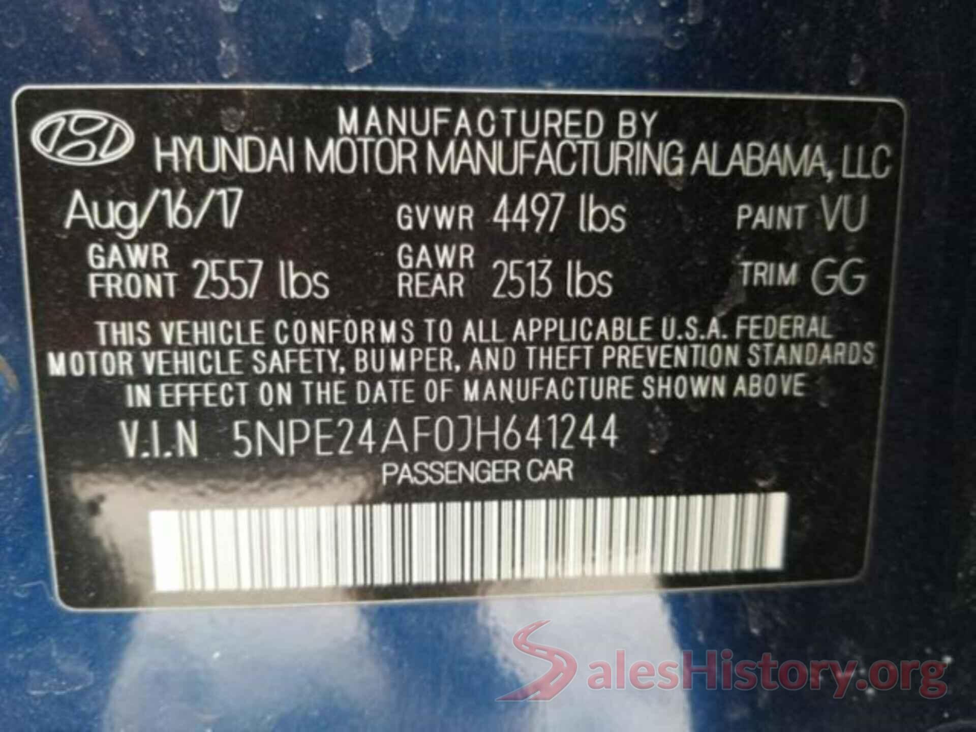 5NPE24AF0JH641244 2018 HYUNDAI SONATA