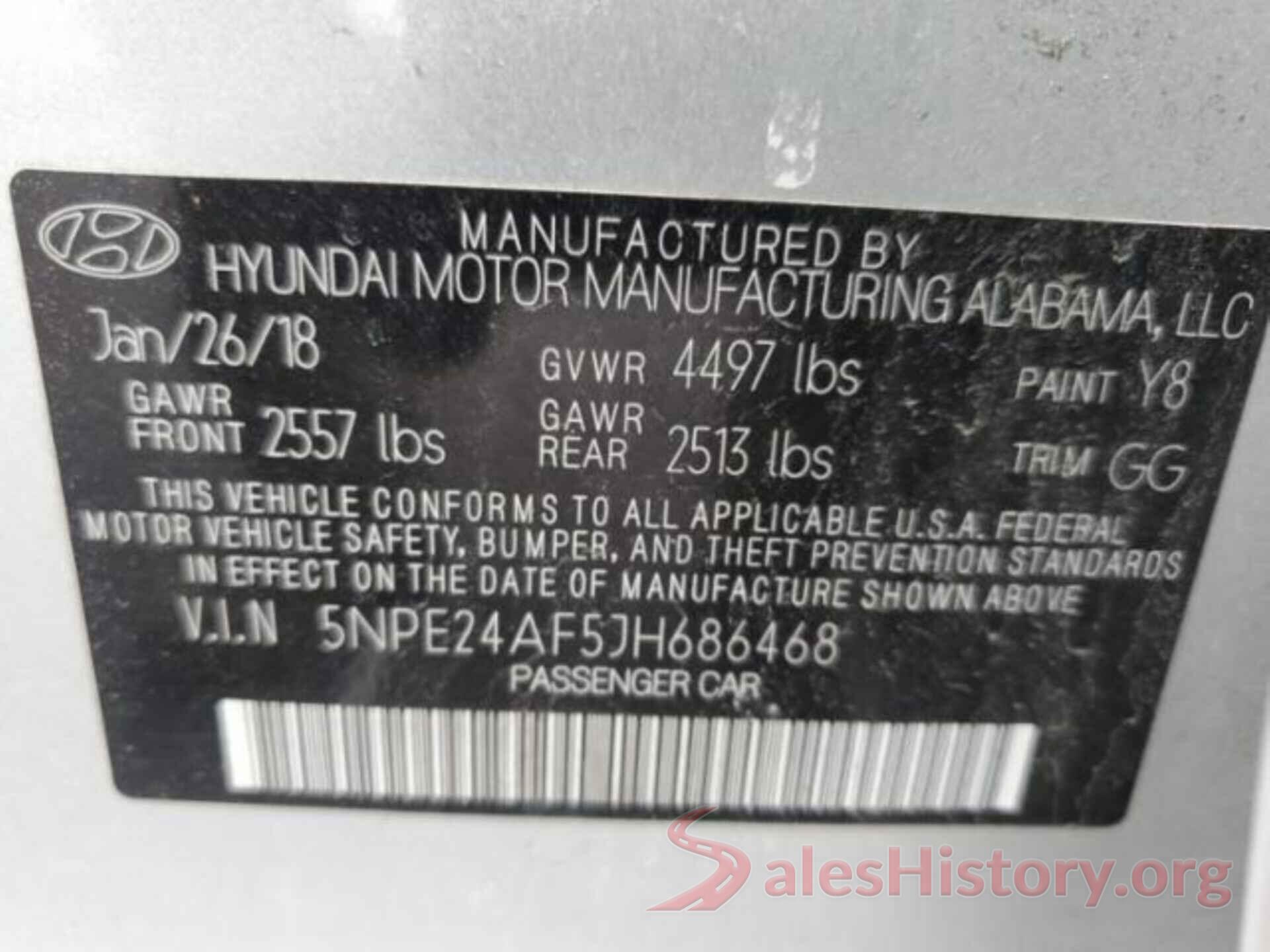 5NPE24AF5JH686468 2018 HYUNDAI SONATA