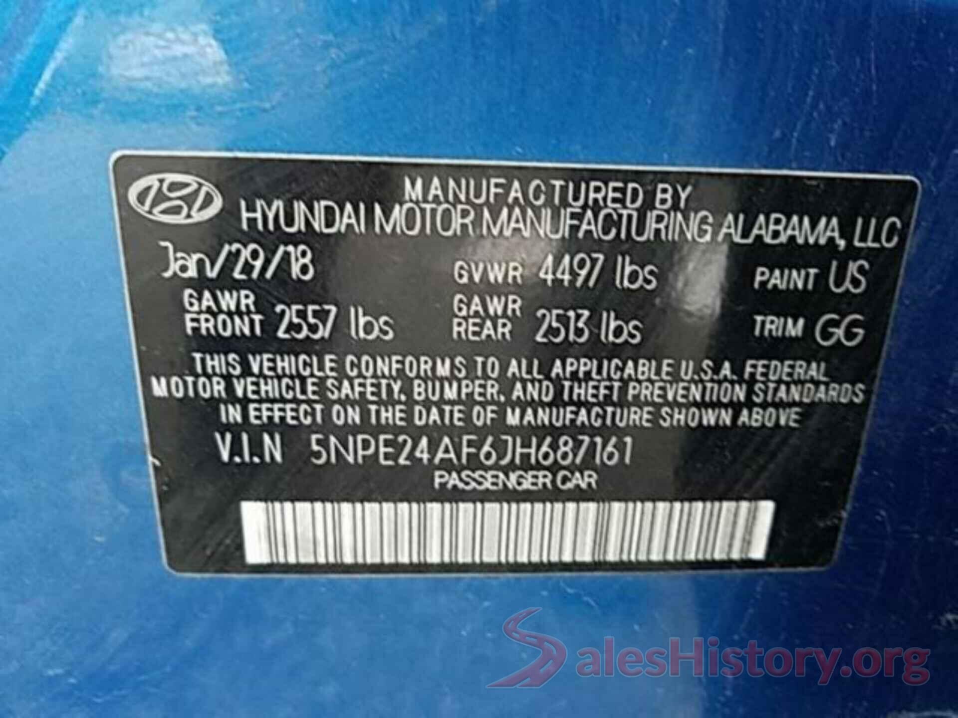 5NPE24AF6JH687161 2018 HYUNDAI SONATA