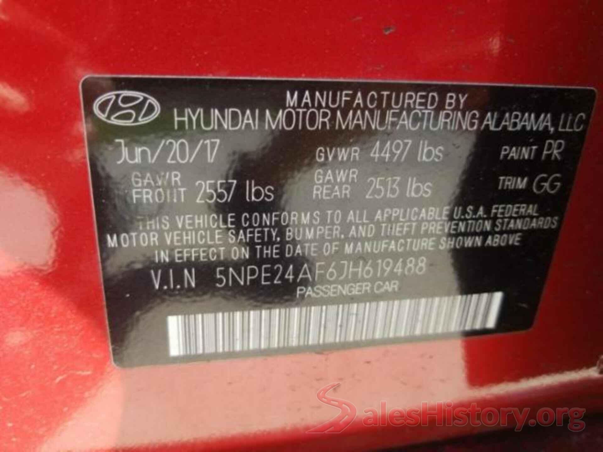 5NPE24AF6JH619488 2018 HYUNDAI SONATA