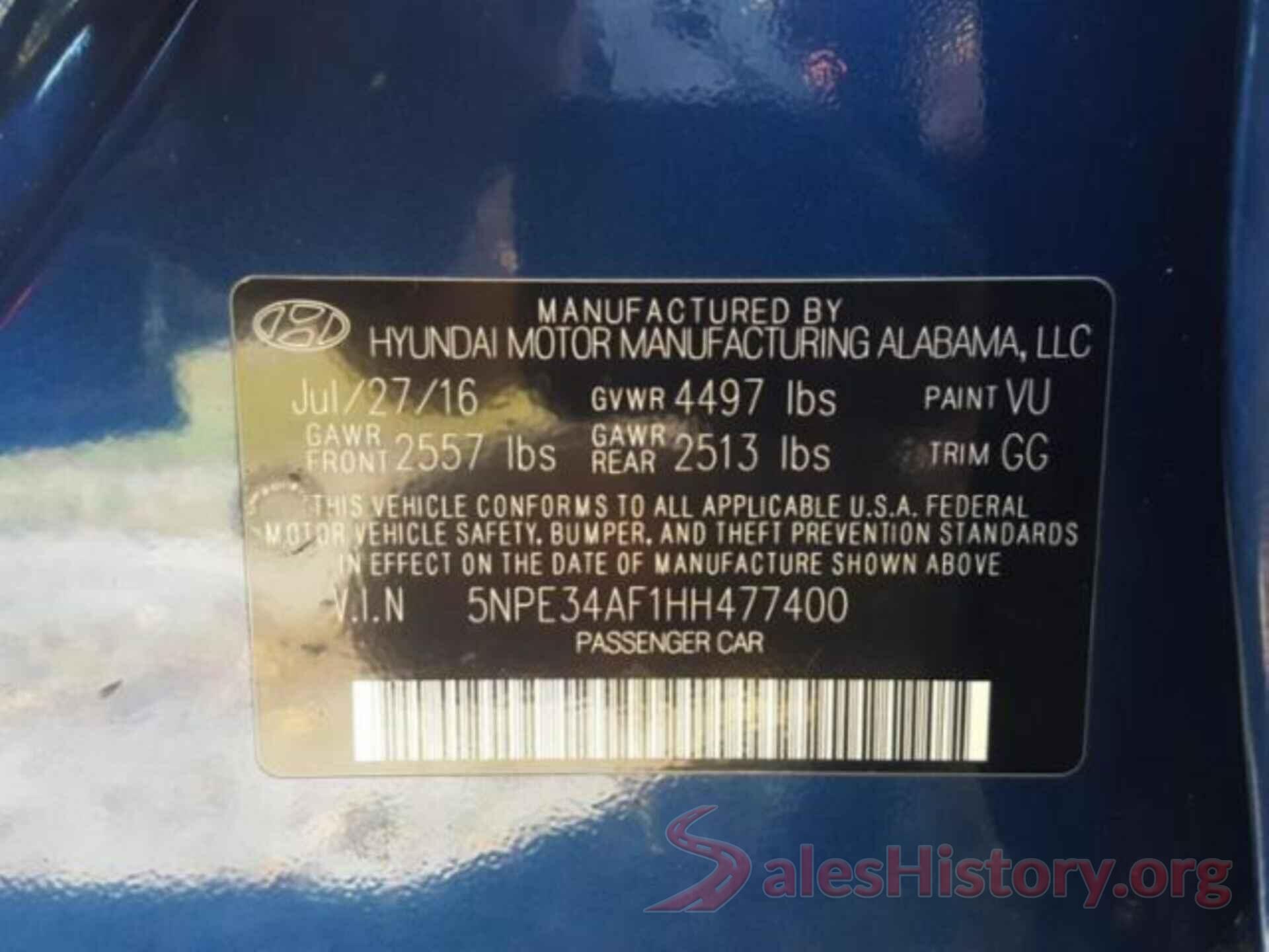 5NPE34AF1HH477400 2017 HYUNDAI SONATA