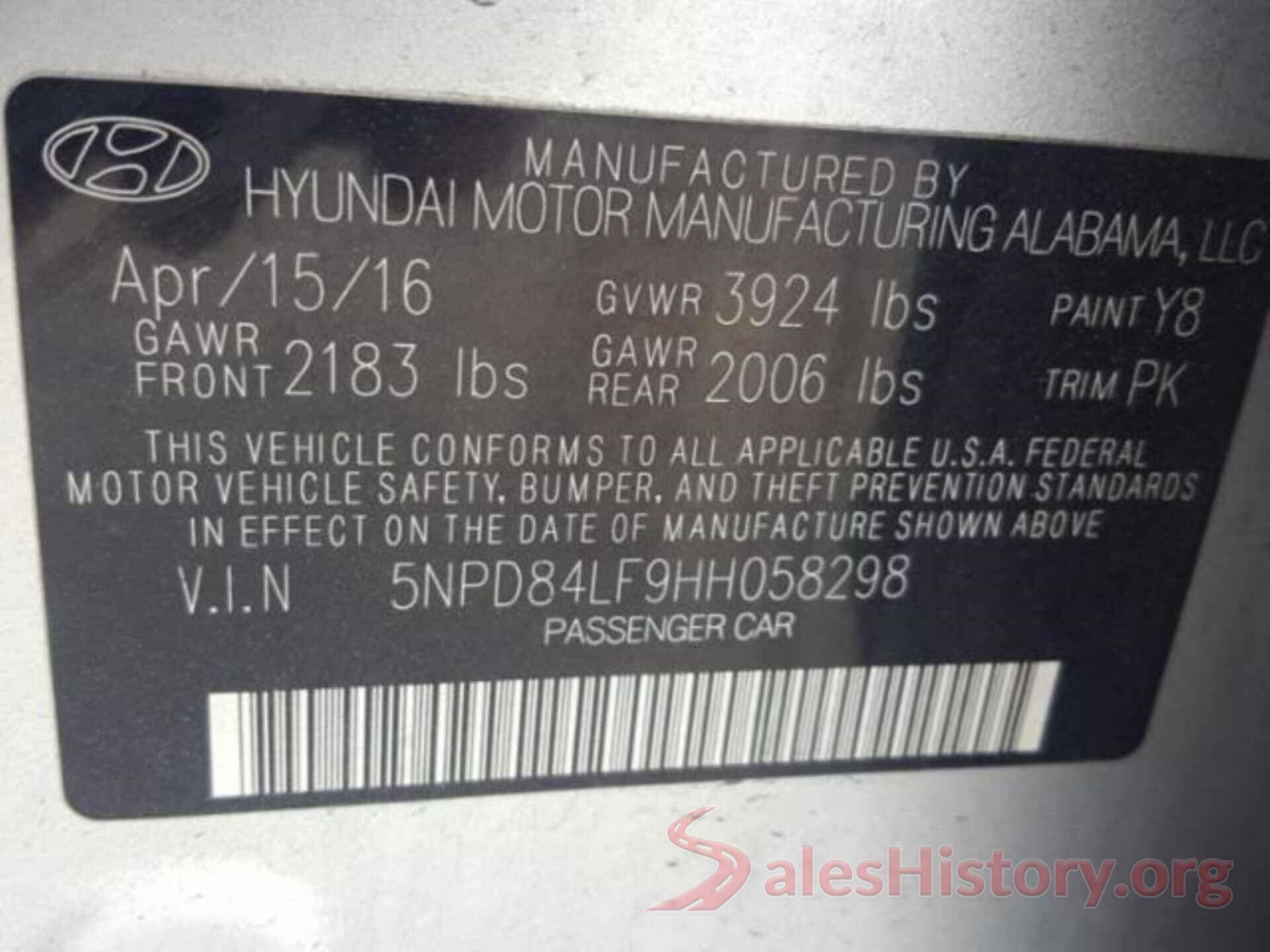 5NPD84LF9HH058298 2017 HYUNDAI ELANTRA