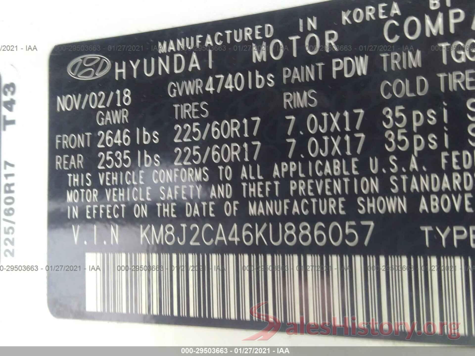 KM8J2CA46KU886057 2019 HYUNDAI TUCSON