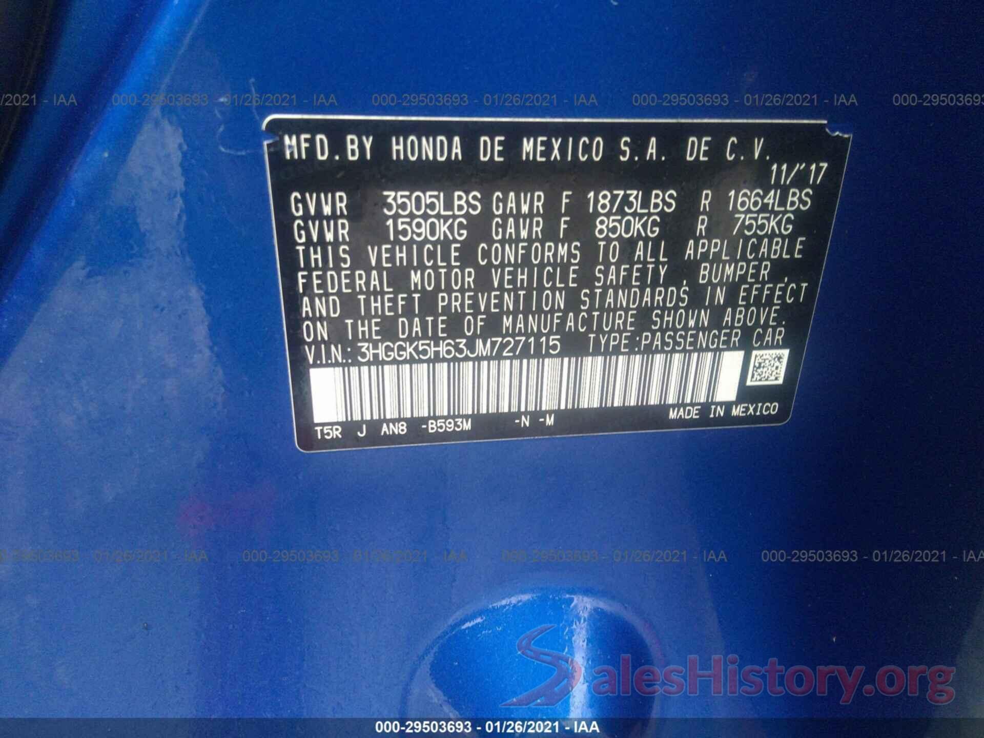 3HGGK5H63JM727115 2018 HONDA FIT