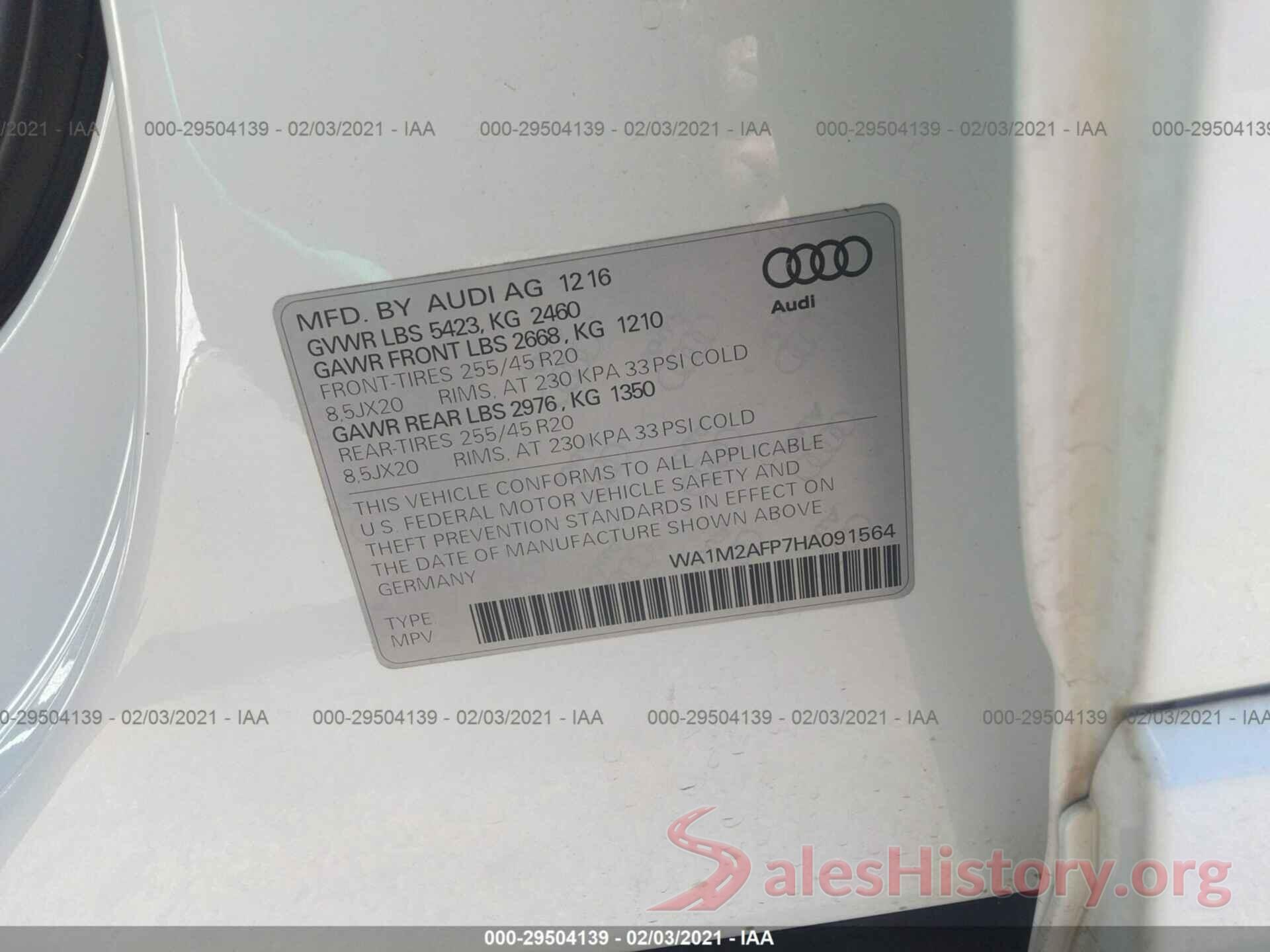 WA1M2AFP7HA091564 2017 AUDI Q5