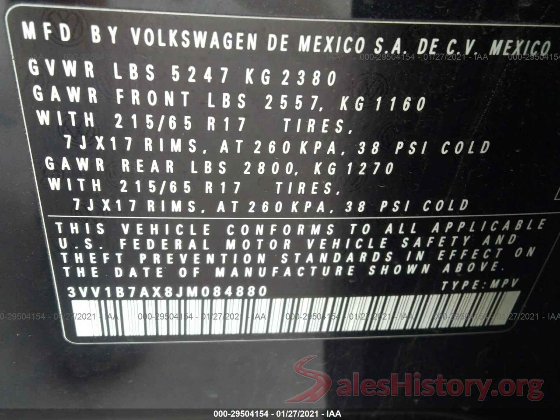 3VV1B7AX8JM084880 2018 VOLKSWAGEN TIGUAN