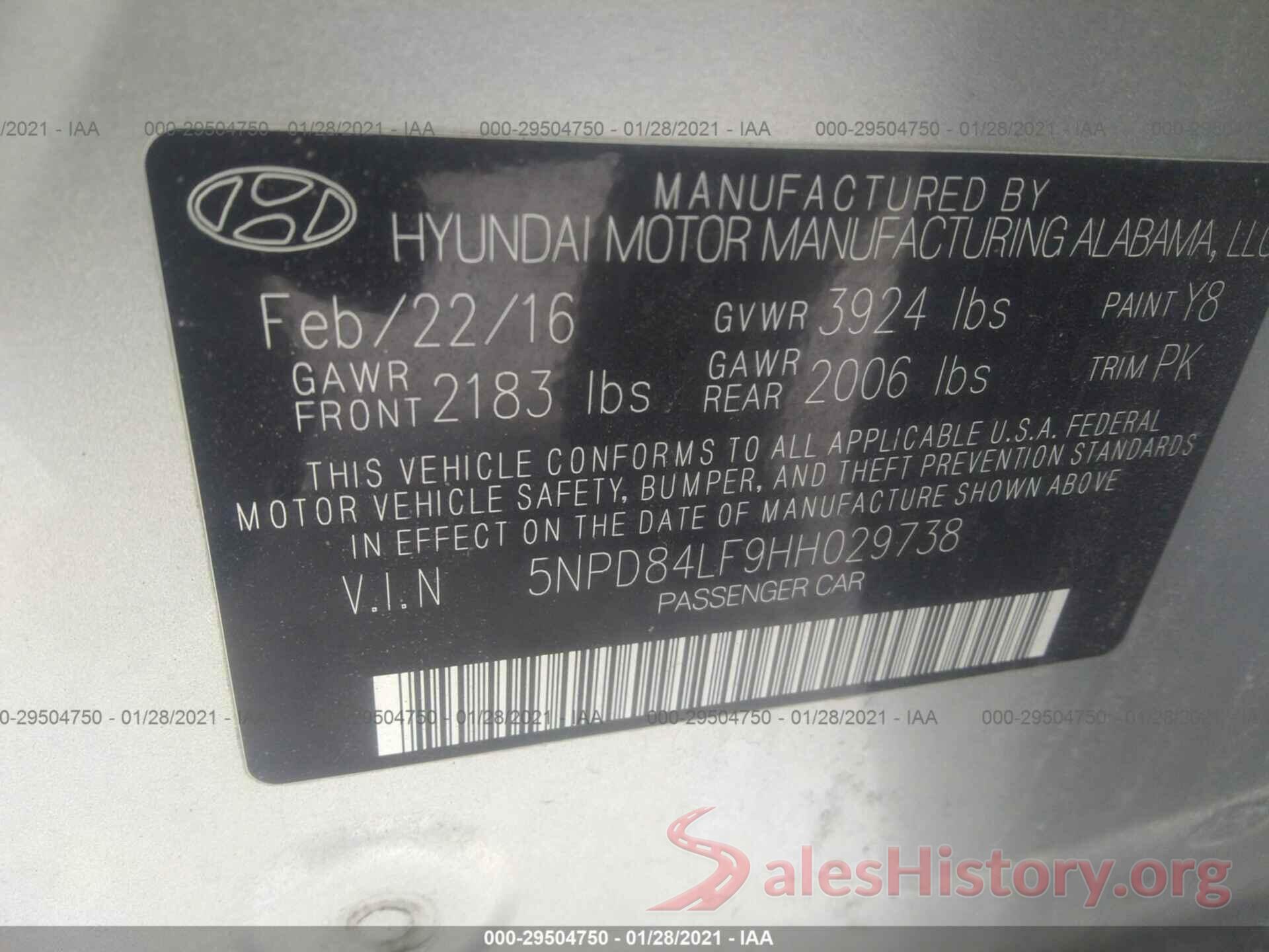 5NPD84LF9HH029738 2017 HYUNDAI ELANTRA