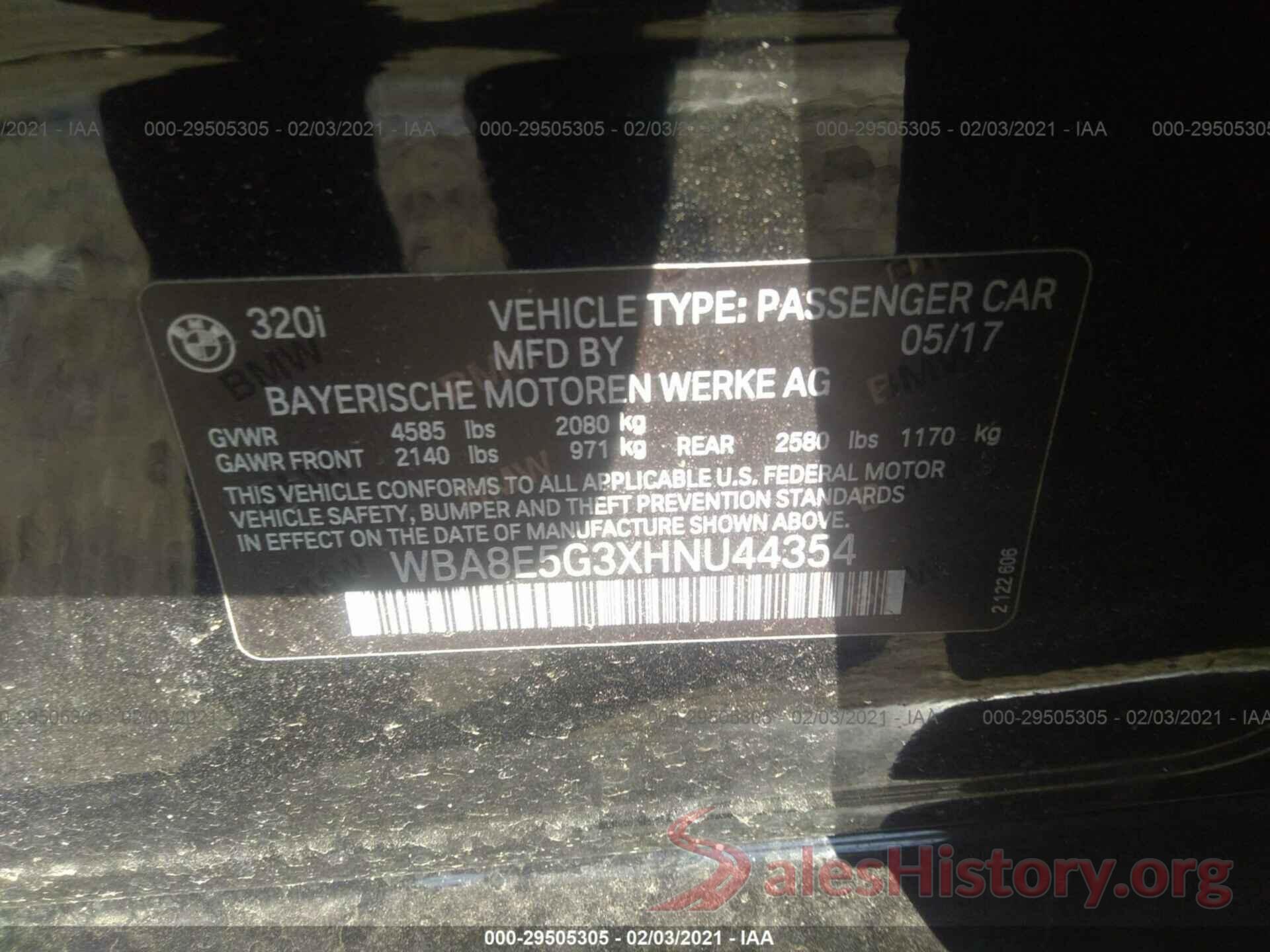 WBA8E5G3XHNU44354 2017 BMW 3 SERIES