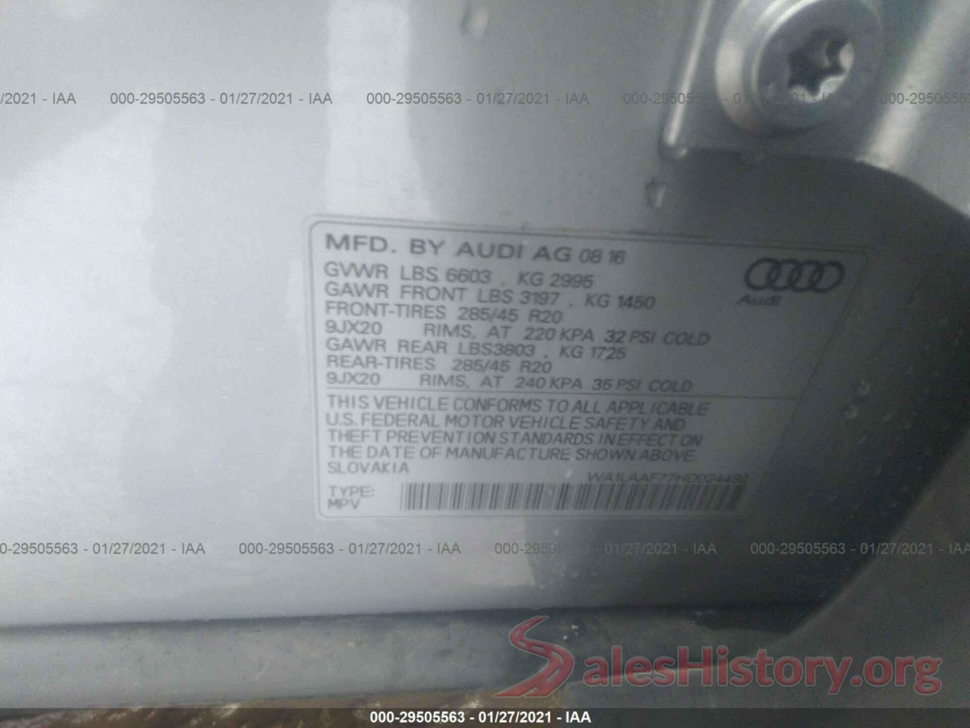 WA1LAAF77HD024492 2017 AUDI Q7