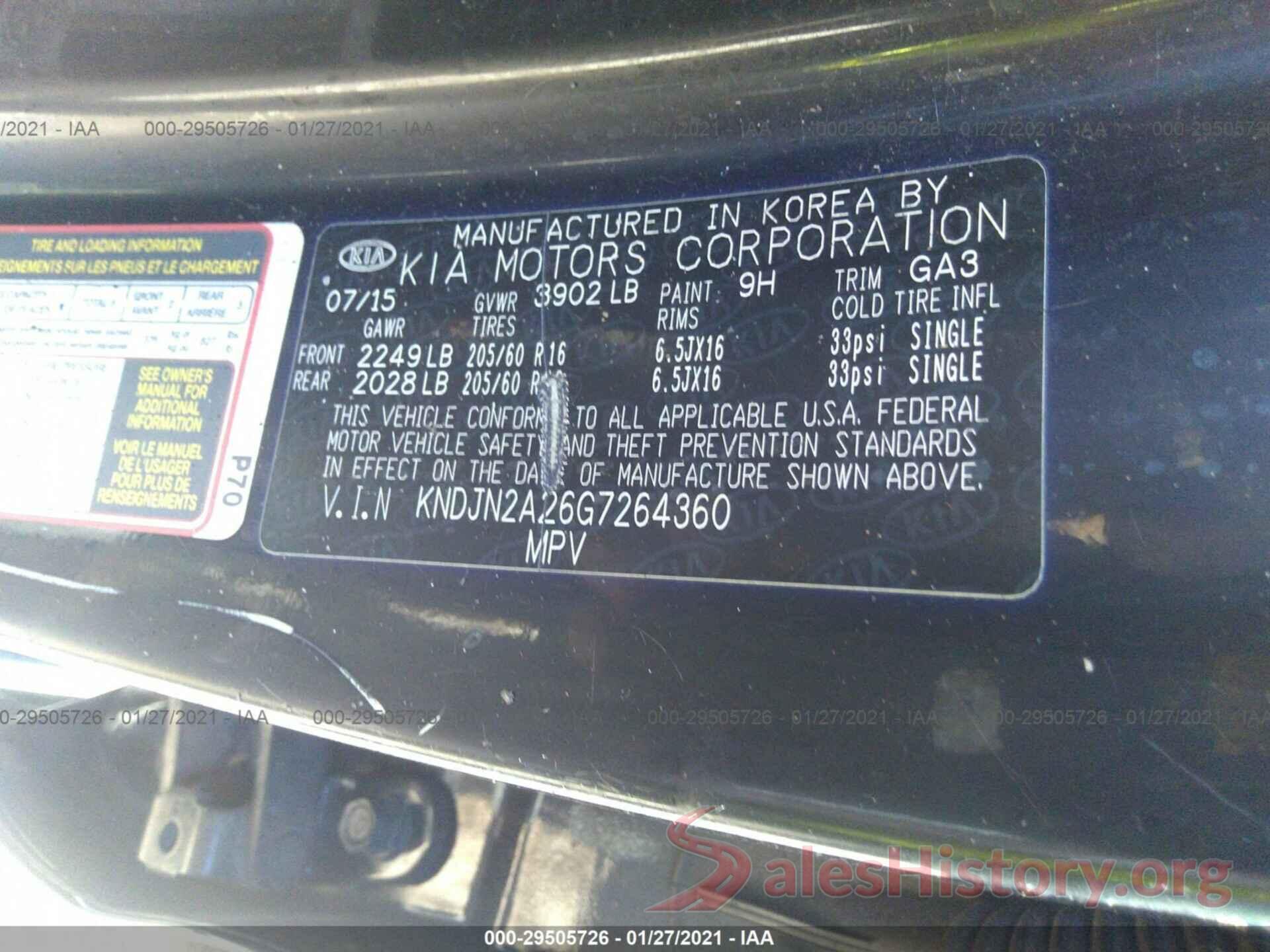 KNDJN2A26G7264360 2016 KIA SOUL