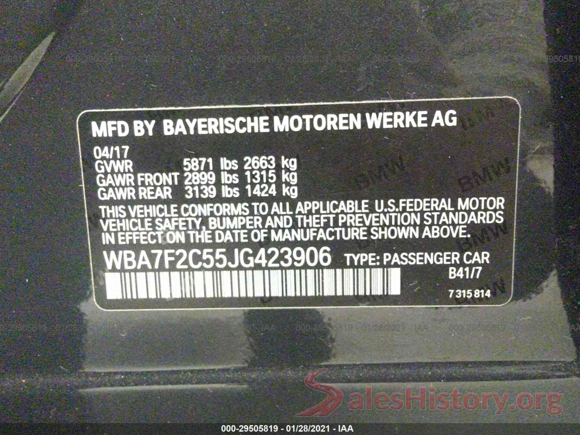 WBA7F2C55JG423906 2018 BMW 7 SERIES