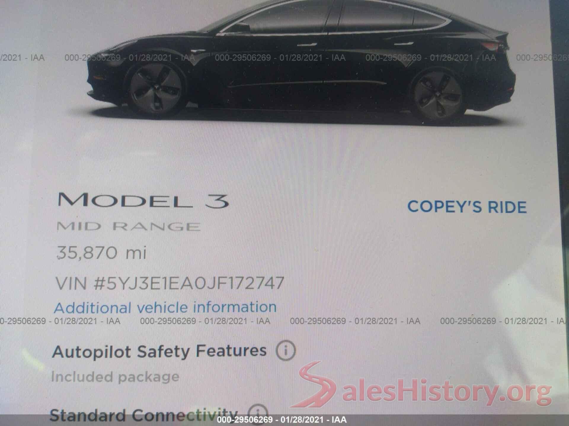 5YJ3E1EA0JF172747 2018 TESLA MODEL 3