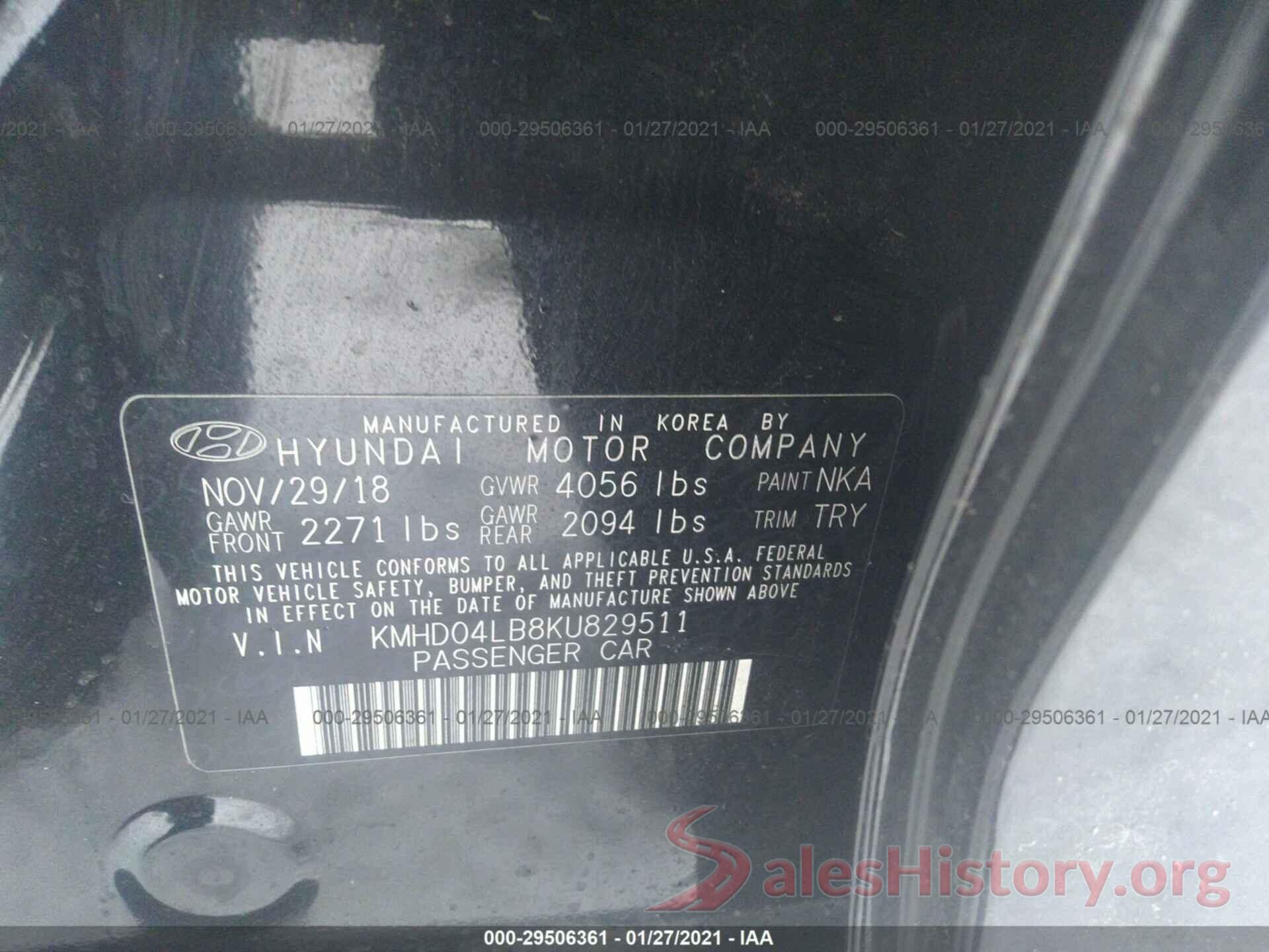 KMHD04LB8KU829511 2019 HYUNDAI ELANTRA