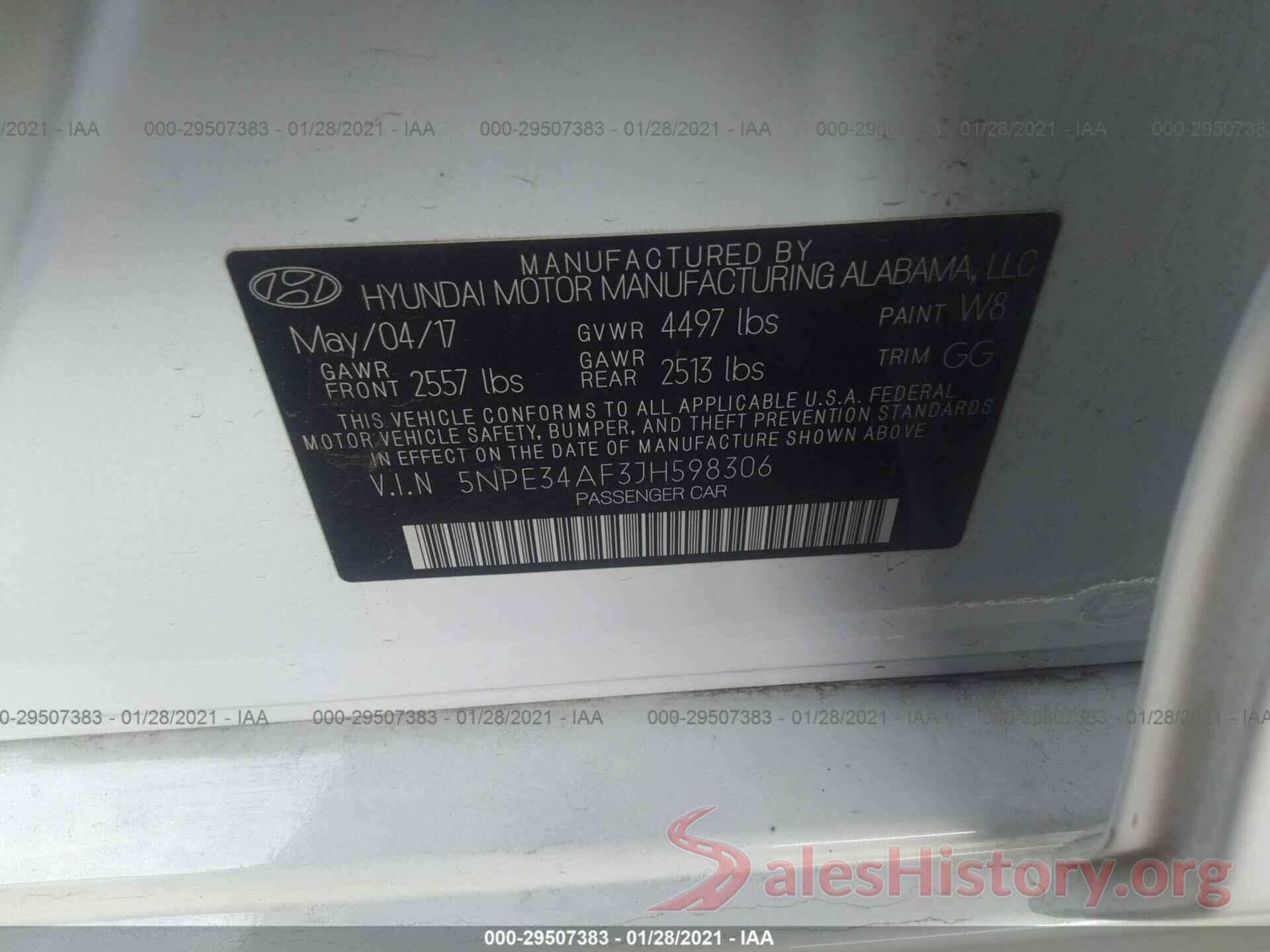 5NPE34AF3JH598306 2018 HYUNDAI SONATA