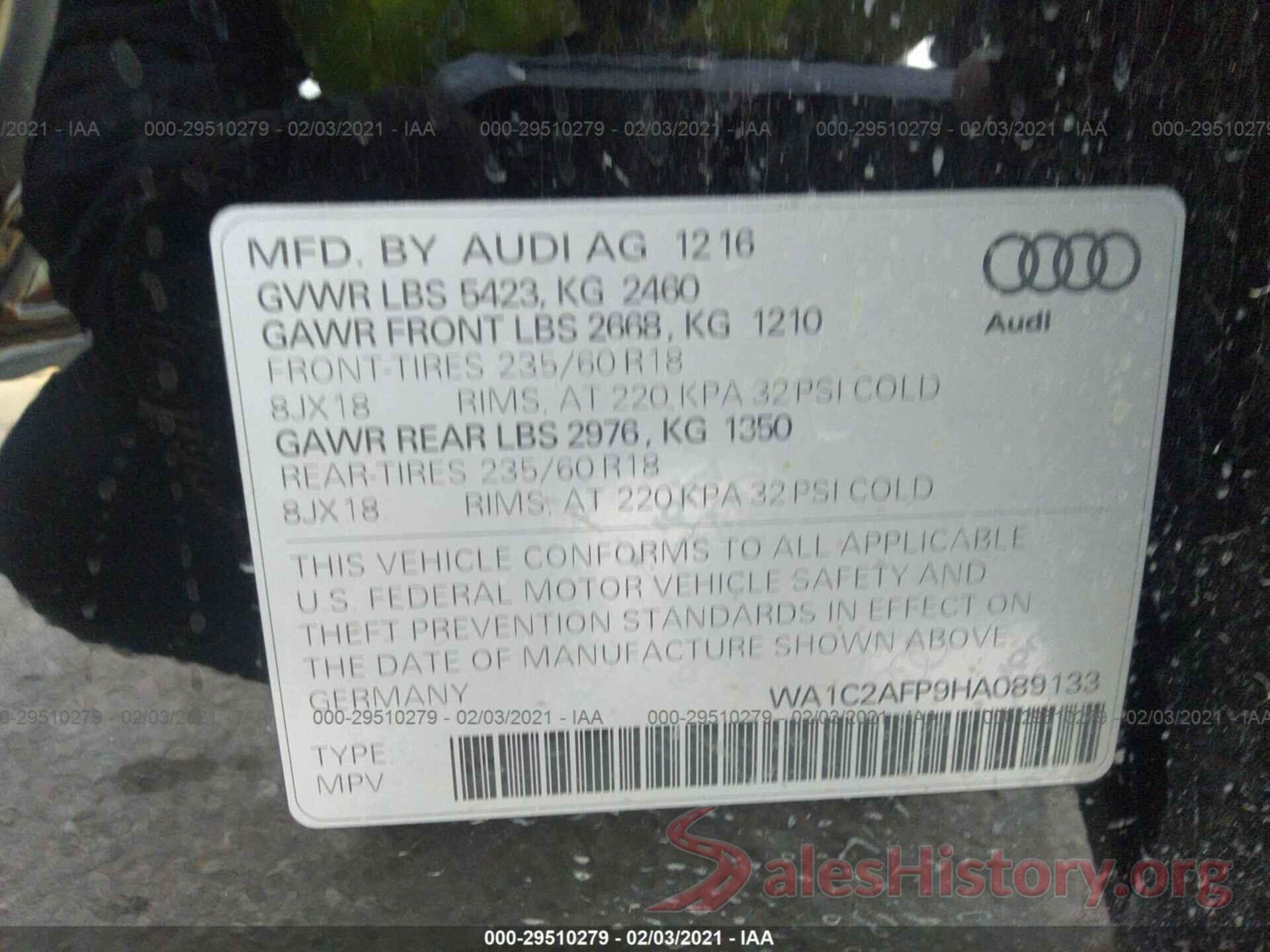 WA1C2AFP9HA089133 2017 AUDI Q5