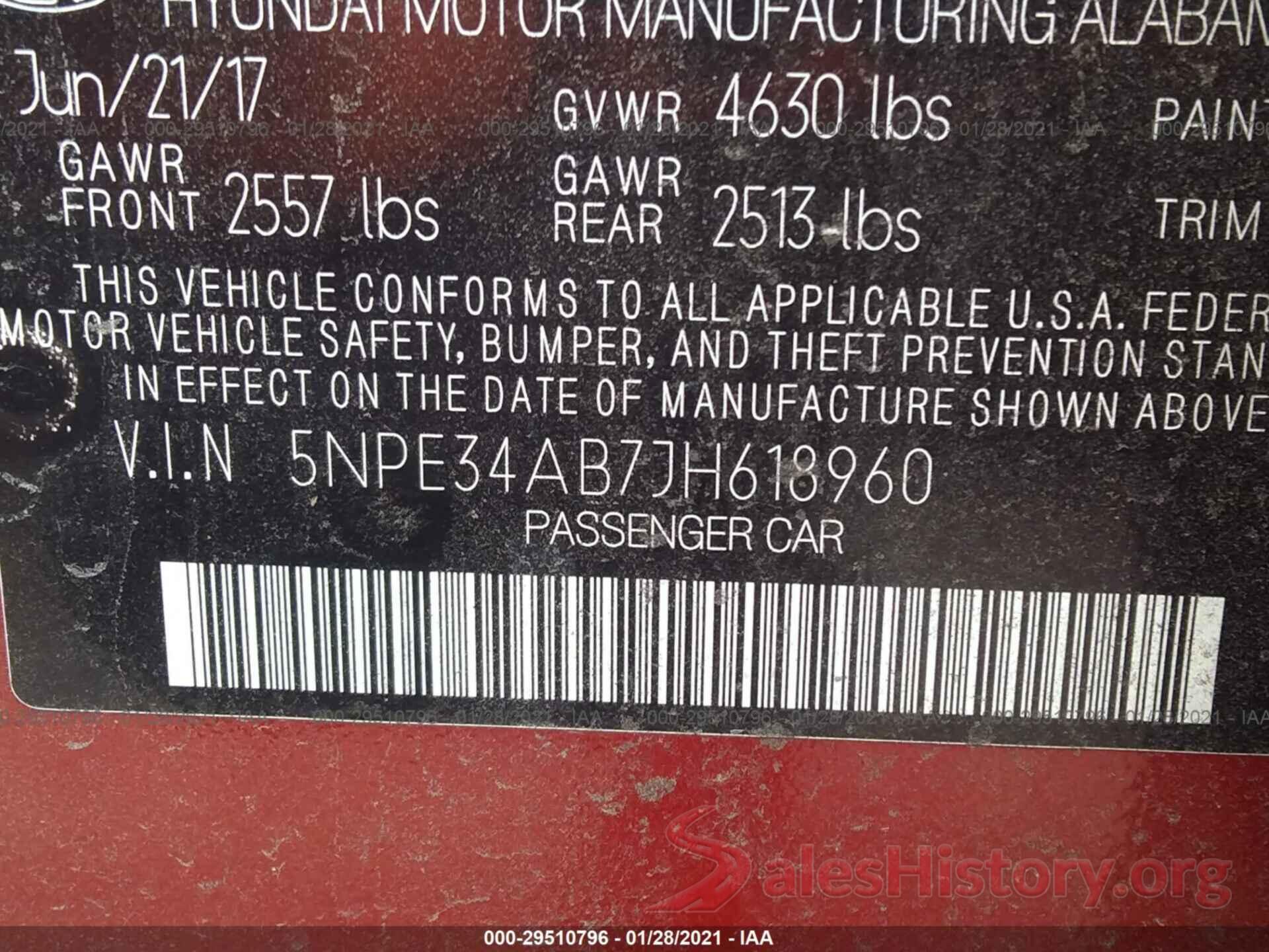 5NPE34AB7JH618960 2018 HYUNDAI SONATA