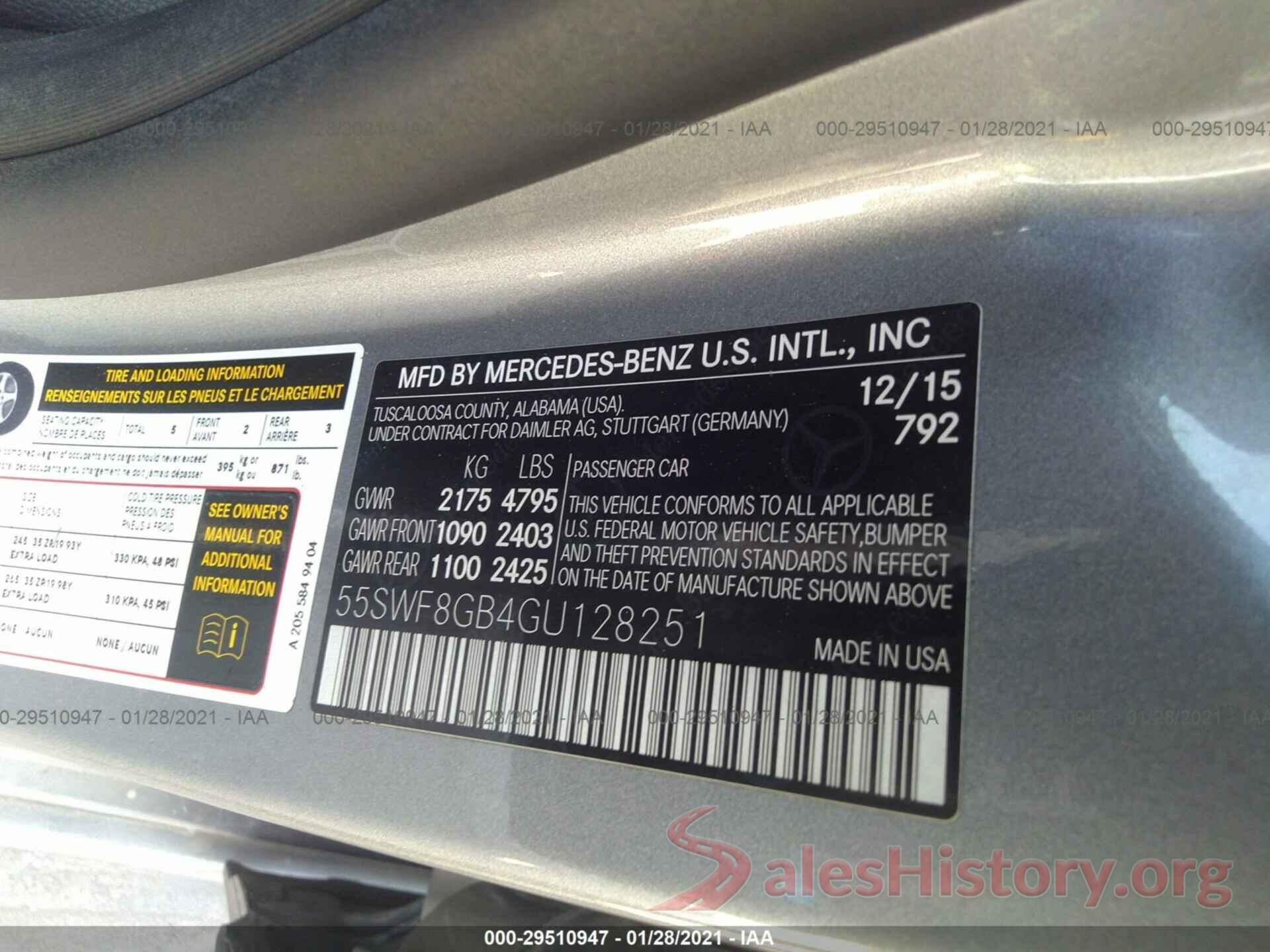 55SWF8GB4GU128251 2016 MERCEDES-BENZ C-CLASS