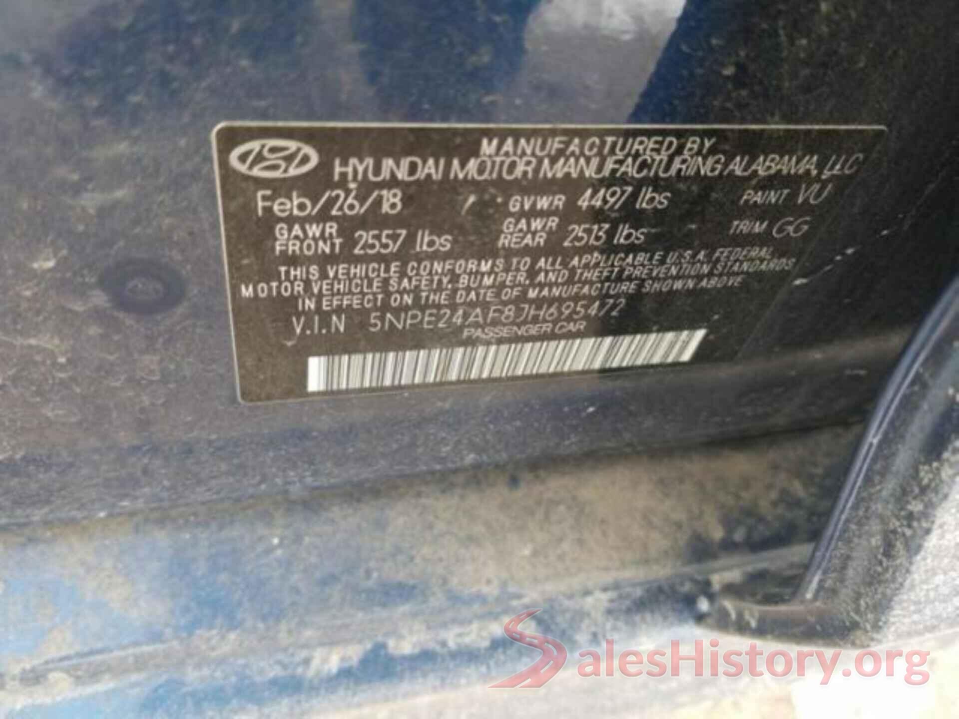 5NPE24AF8JH695472 2018 HYUNDAI SONATA