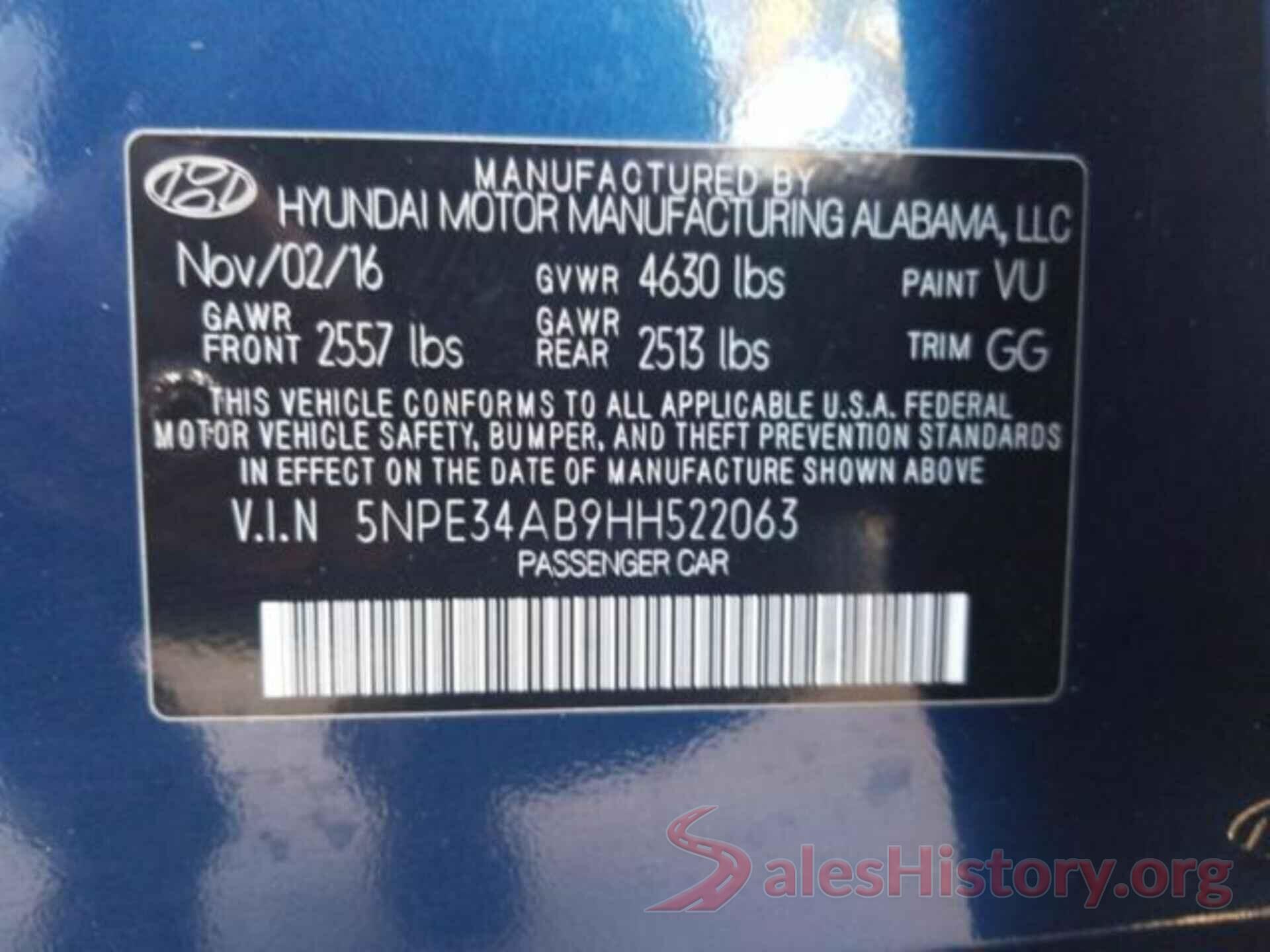 5NPE34AB9HH522063 2017 HYUNDAI SONATA