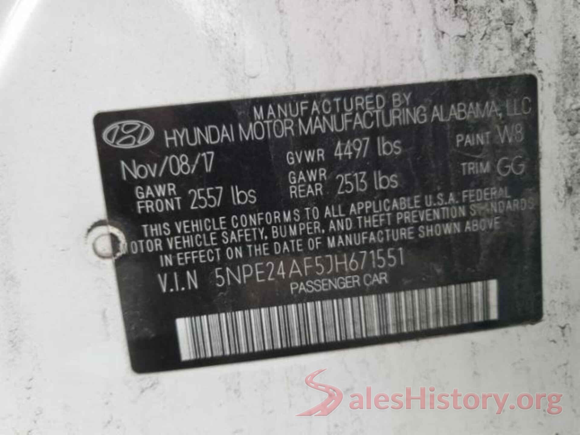 5NPE24AF5JH671551 2018 HYUNDAI SONATA