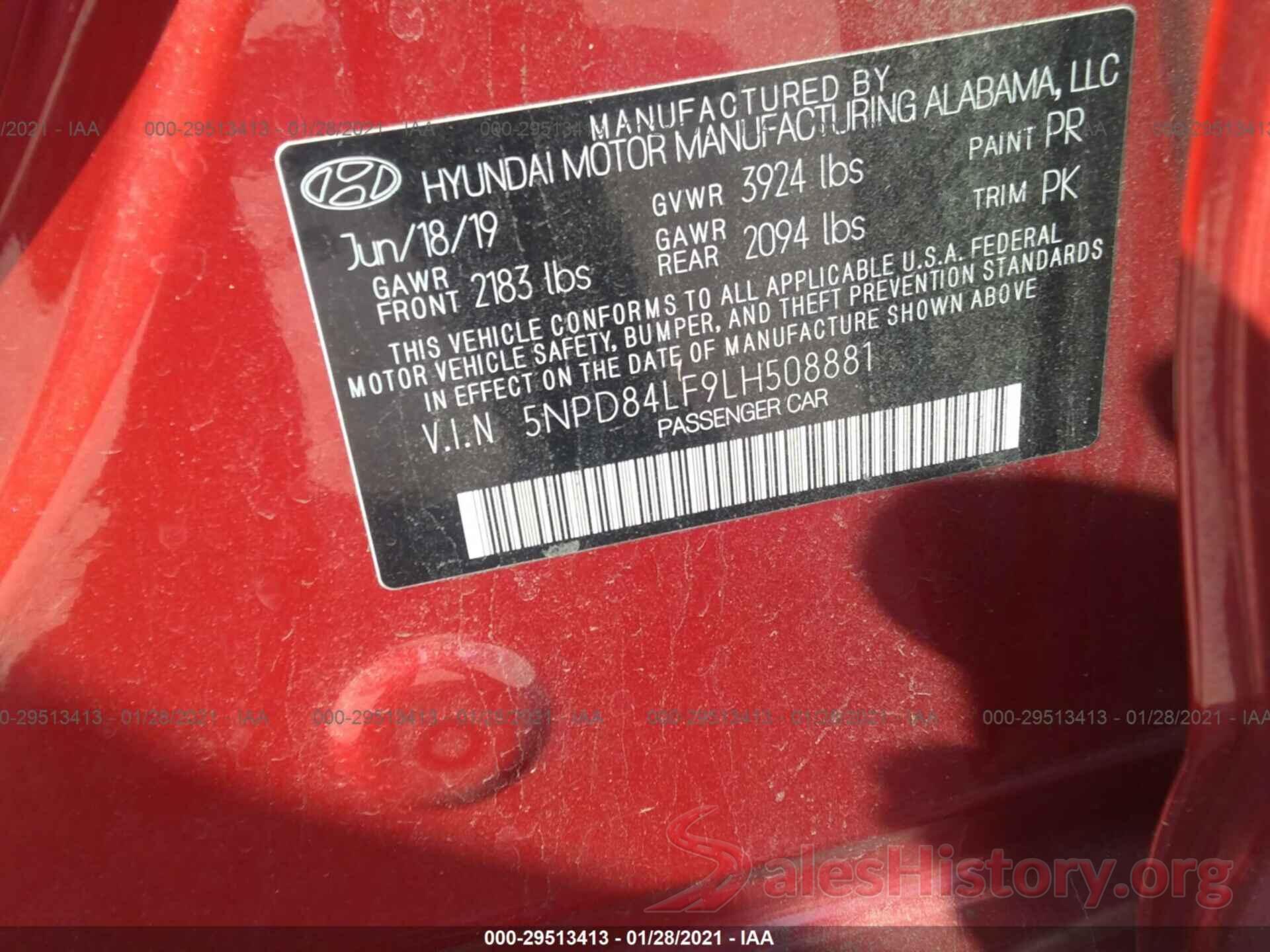 5NPD84LF9LH508881 2020 HYUNDAI ELANTRA