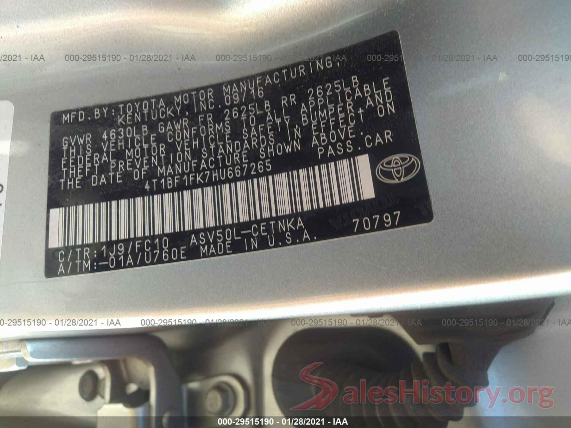 4T1BF1FK7HU667265 2017 TOYOTA CAMRY