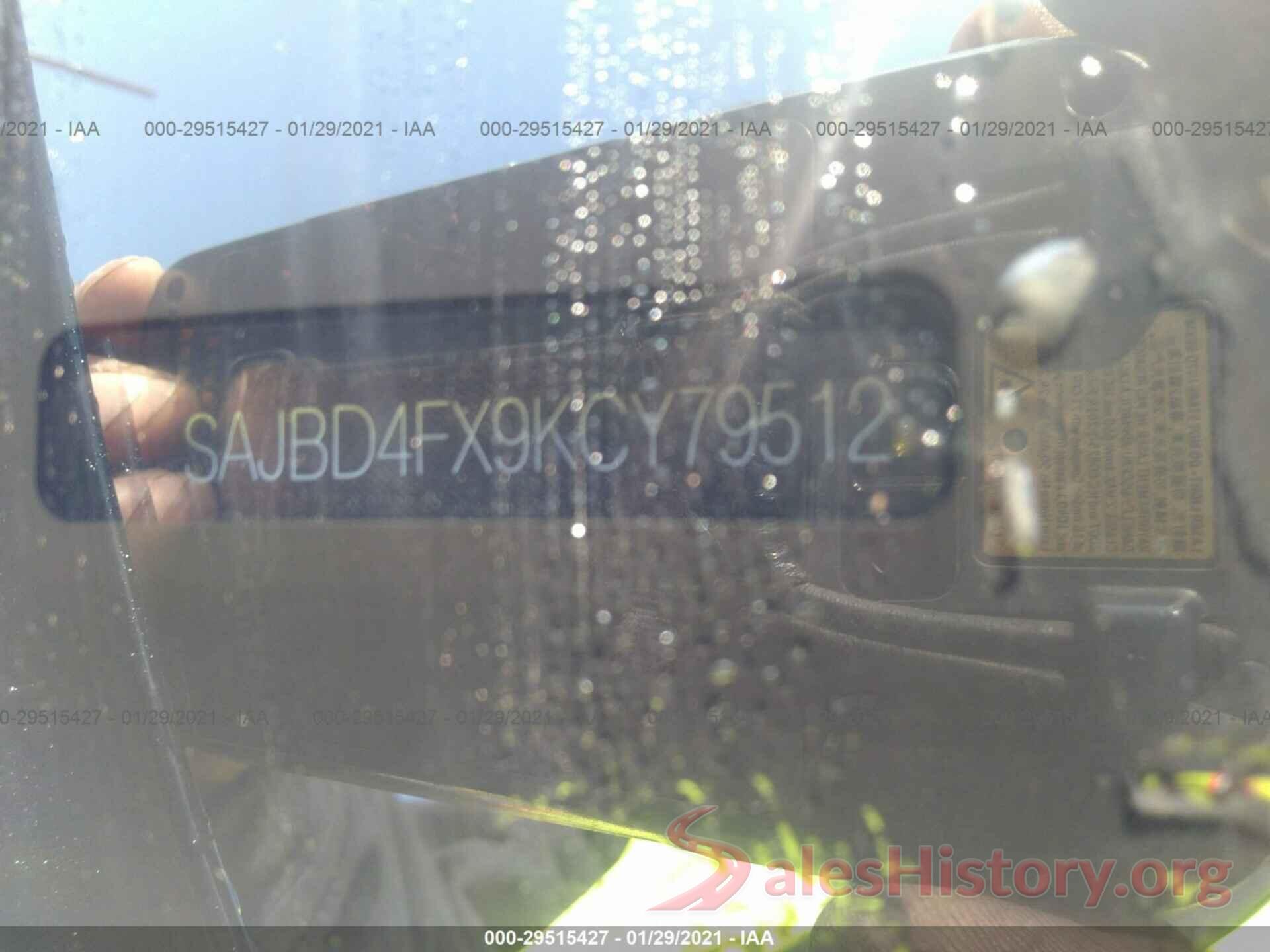 SAJBD4FX9KCY79512 2019 JAGUAR XF