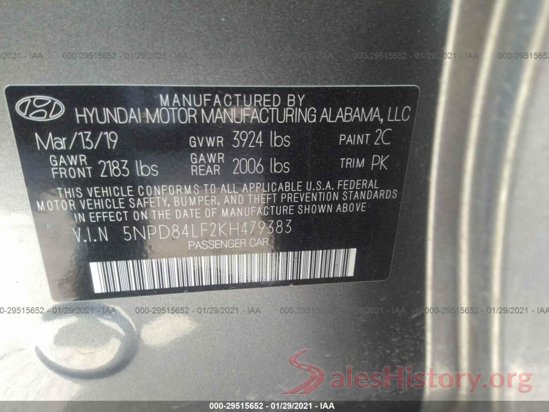 5NPD84LF2KH479383 2019 HYUNDAI ELANTRA