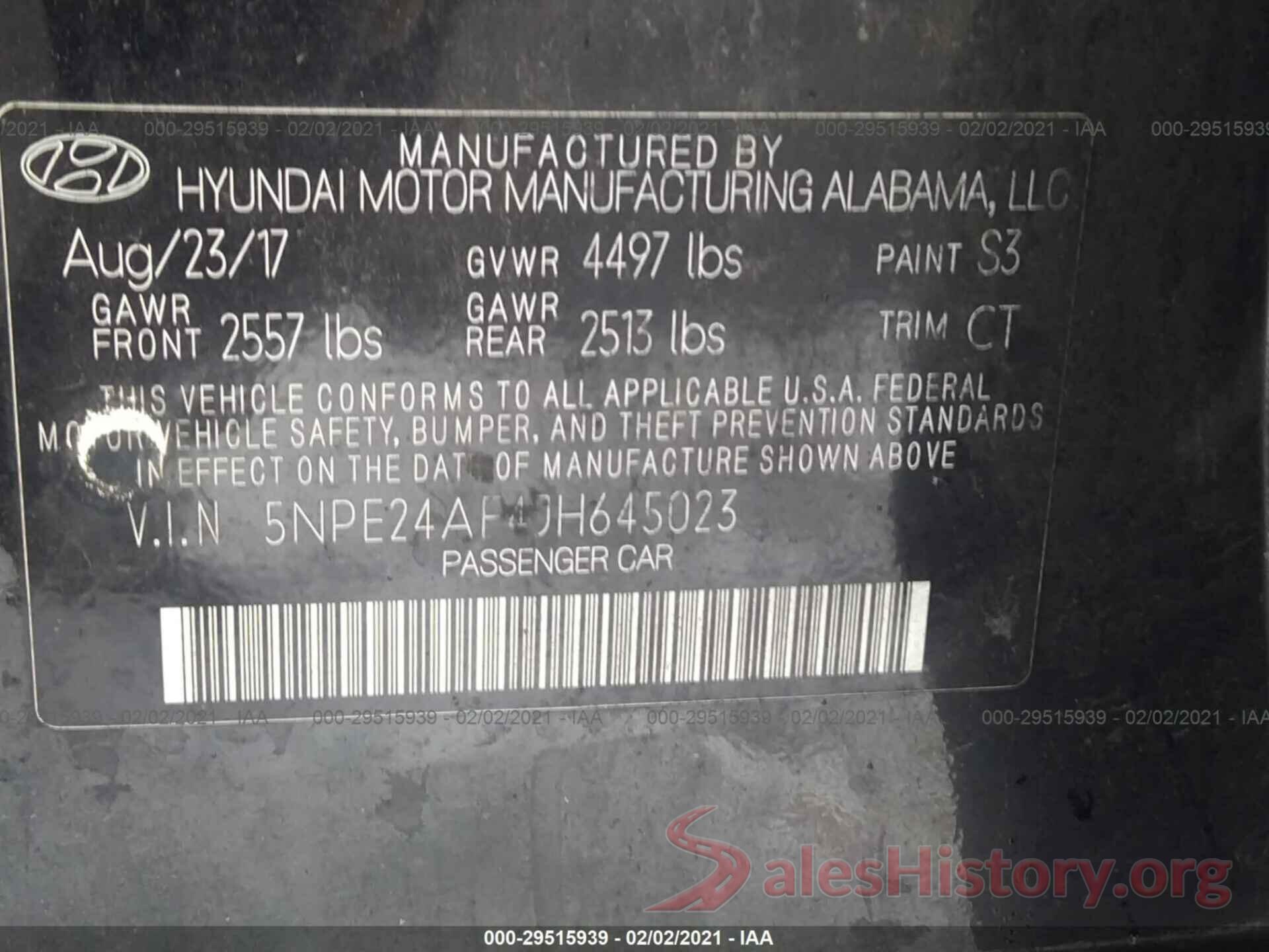 5NPE24AF4JH645023 2018 HYUNDAI SONATA