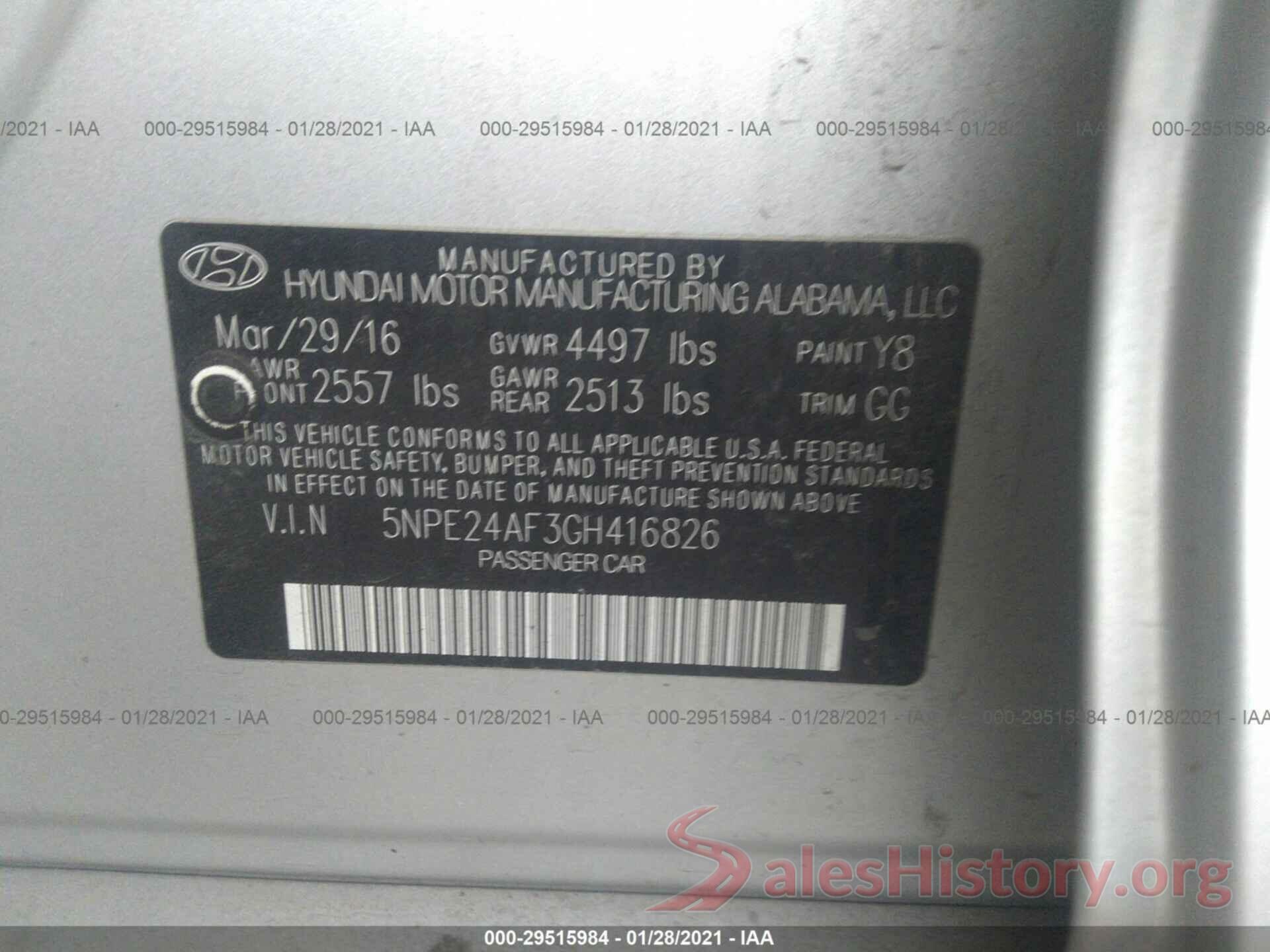 5NPE24AF3GH416826 2016 HYUNDAI SONATA