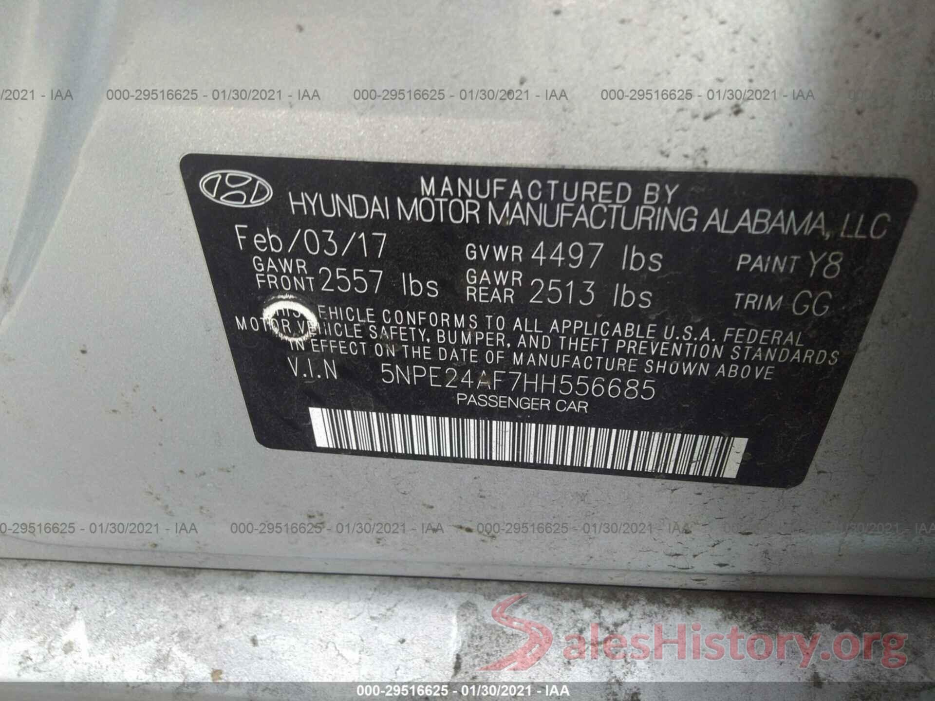 5NPE24AF7HH556685 2017 HYUNDAI SONATA