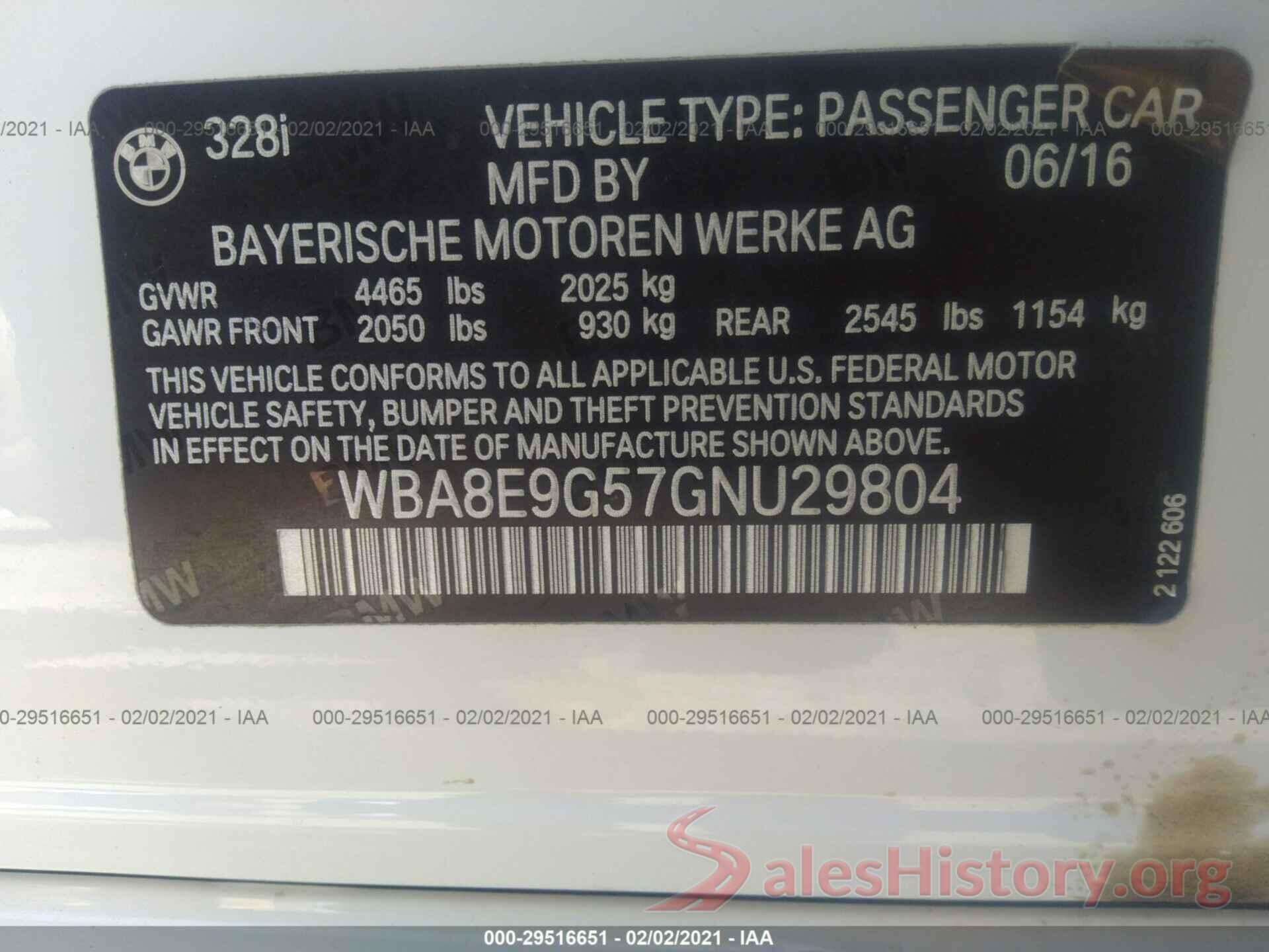 WBA8E9G57GNU29804 2016 BMW 3 SERIES