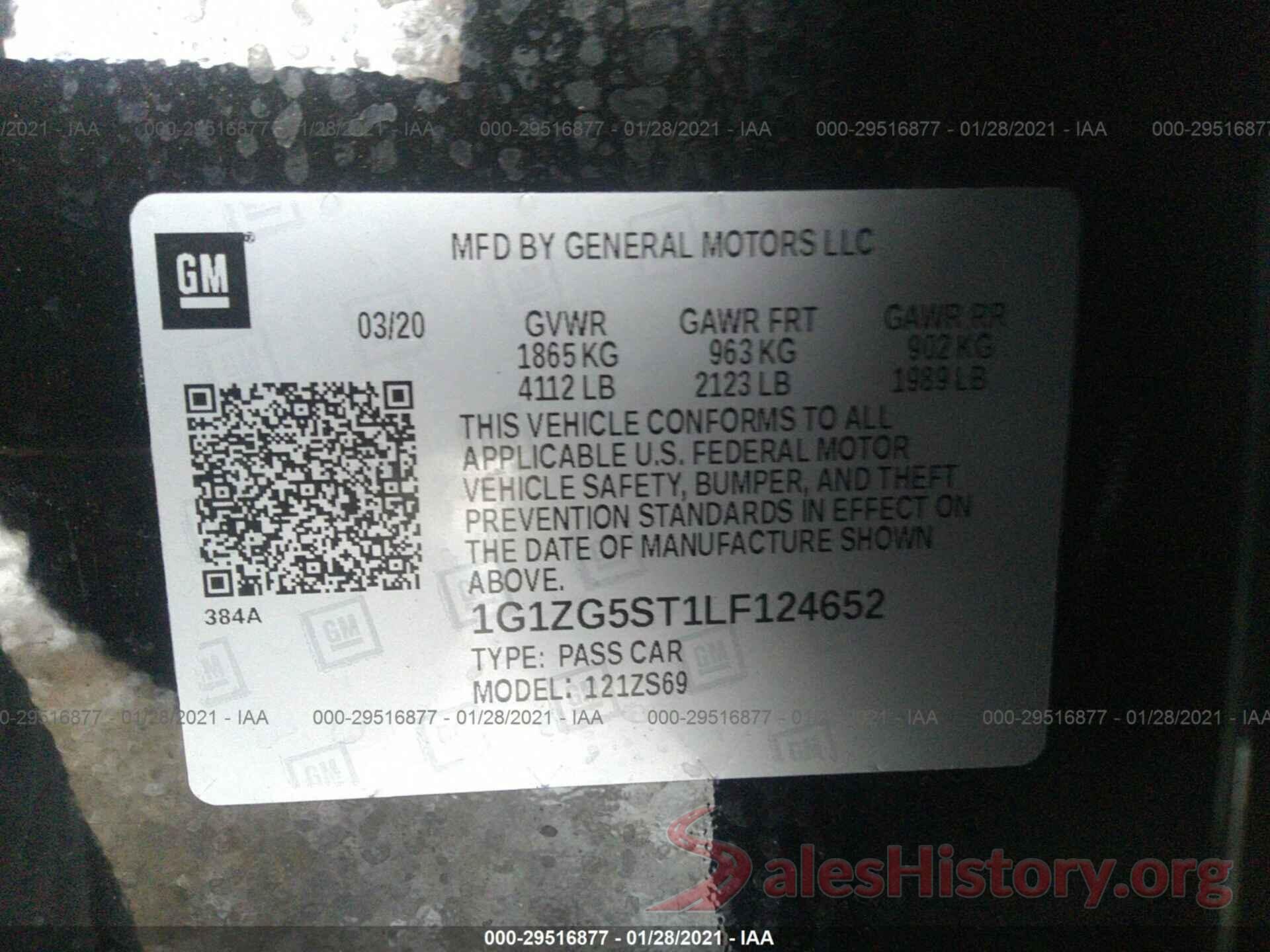 1G1ZG5ST1LF124652 2020 CHEVROLET MALIBU