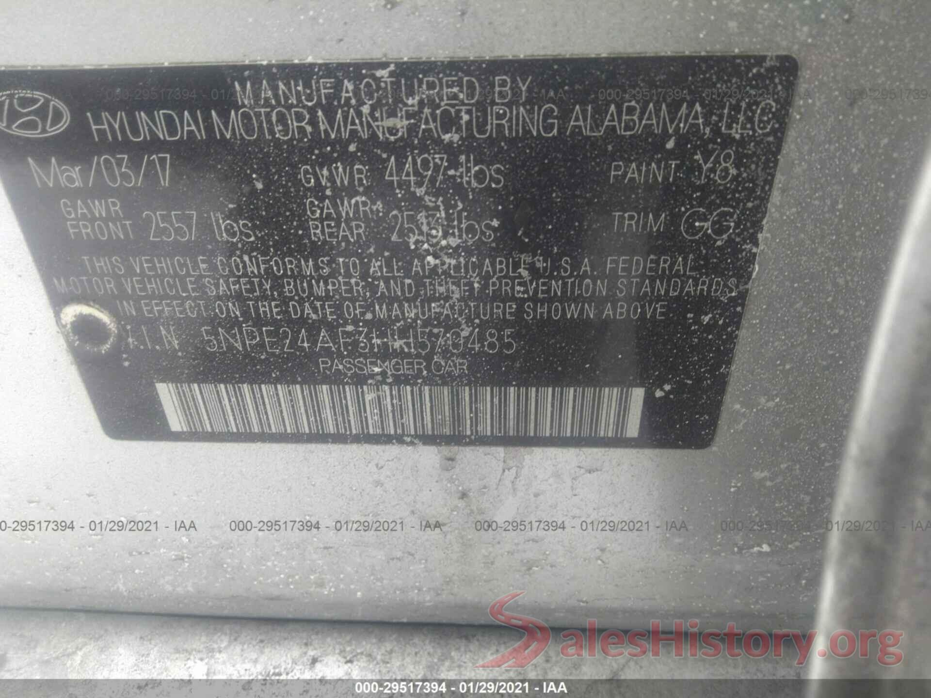 5NPE24AF3HH570485 2017 HYUNDAI SONATA